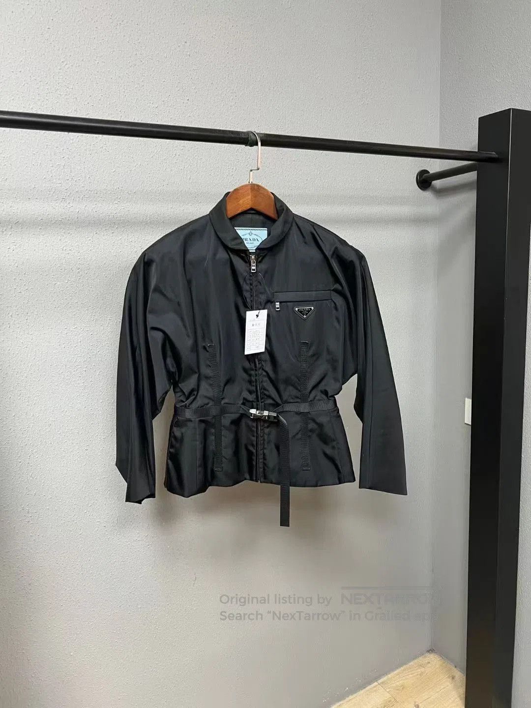 Prada Prada Black Nylon Cinched Waist Jacket. Size M / US 6-8 / IT 42-44 - 1 Thumbnail