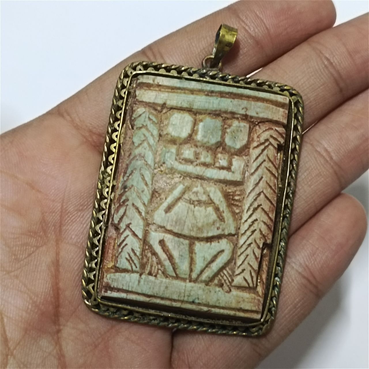 Vintage Antique style Egyptian pendant with hieroglyphic engravings Size ONE SIZE - 1 Thumbnail