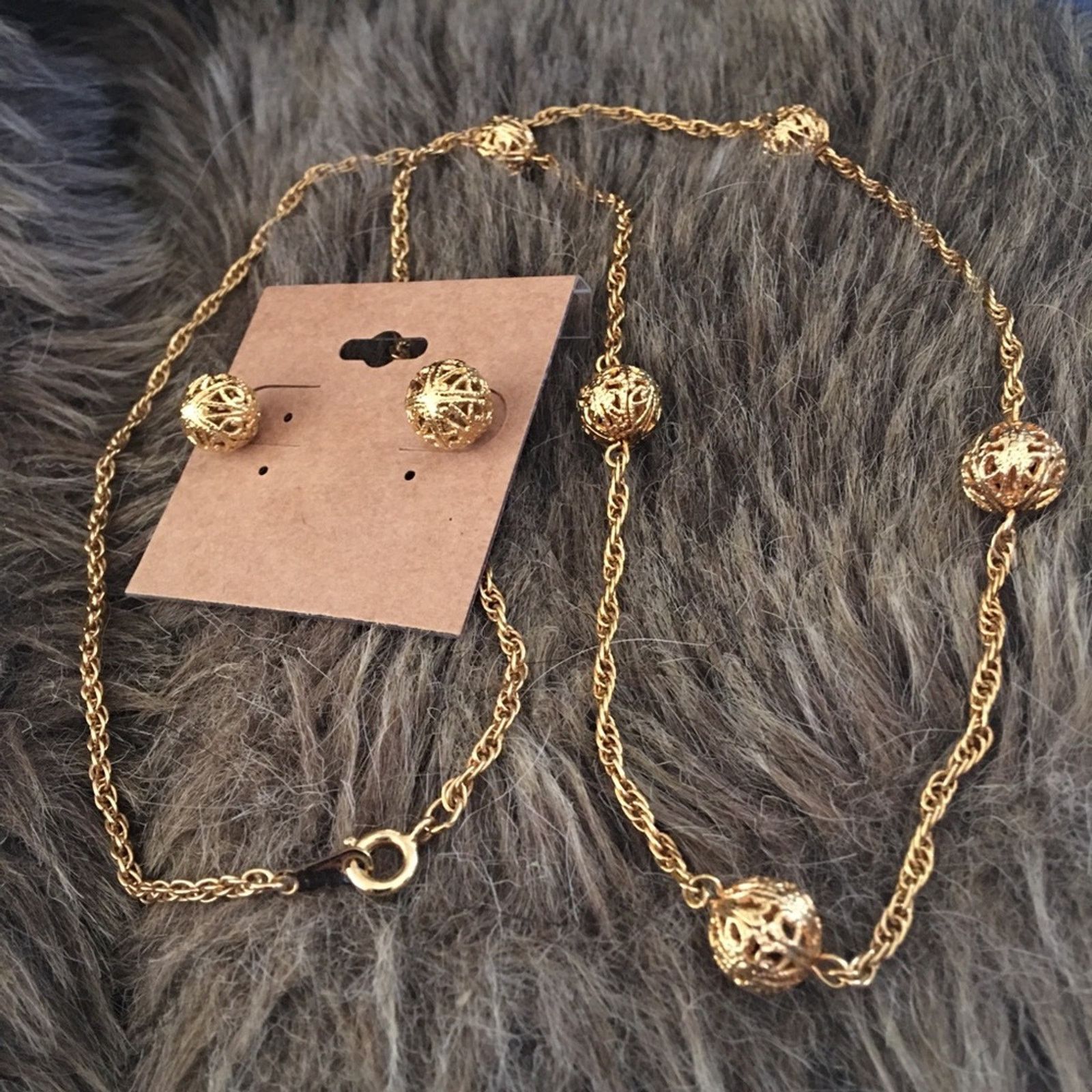 Vintage Vintage 70s-80s gold filigree ball jewelry set Size ONE SIZE - 3 Thumbnail