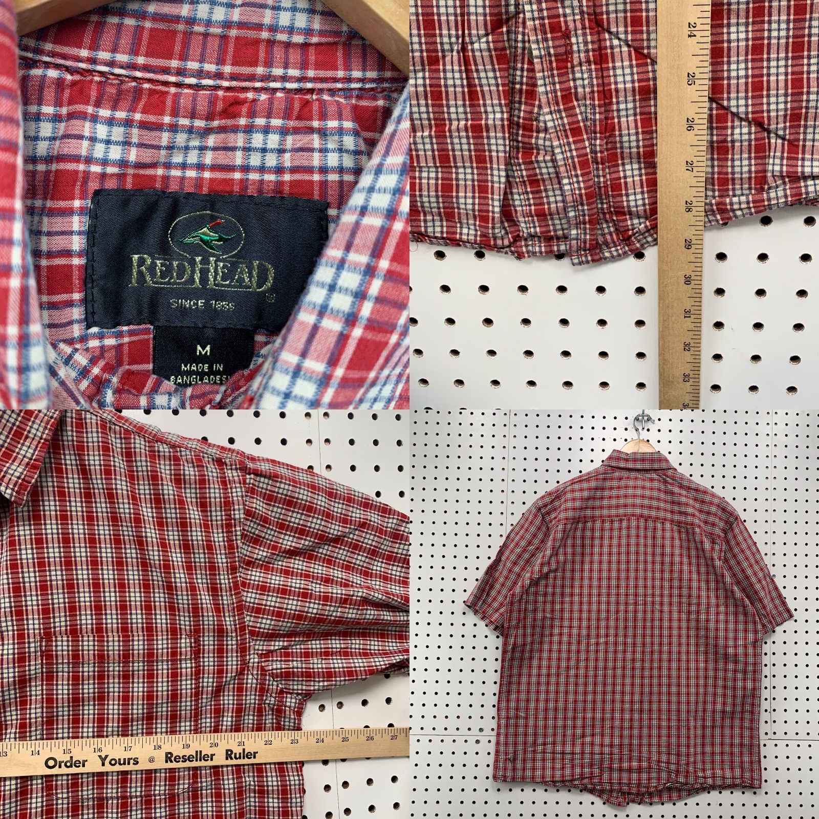 Vintage RedHead Shirt Mens Medium Red White Check Plaid Button Pocket Short Sleeve 23x29 Size US M / EU 48-50 / 2 - 8 Thumbnail