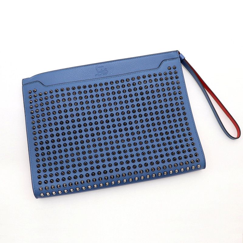 image of Christian Louboutin Studded Skypouch in Blue, Men's