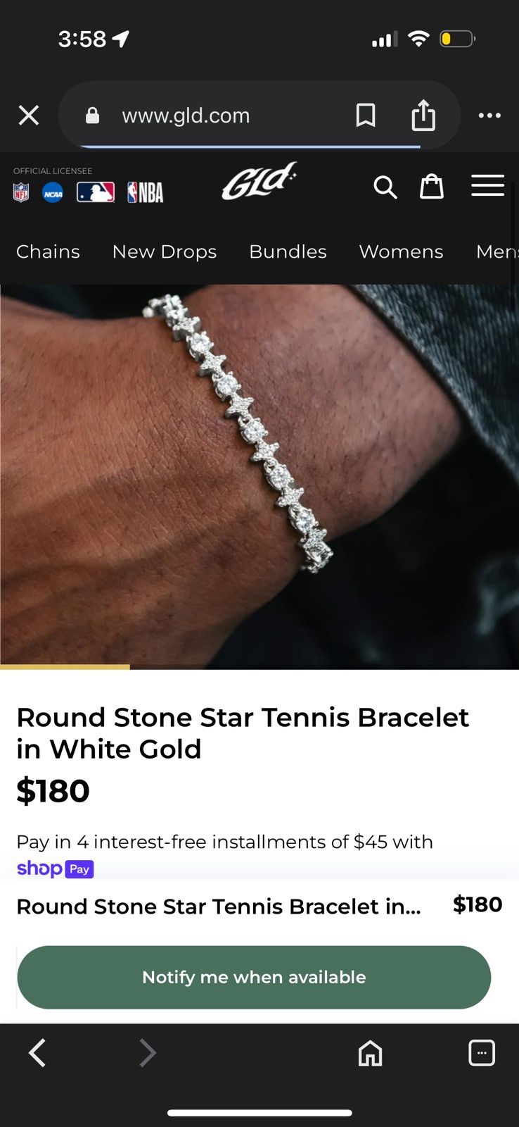 Jewelry SHOP GLD STAR BRACELET - 14K WHITE GOLD CZ Size ONE SIZE - 6 Thumbnail