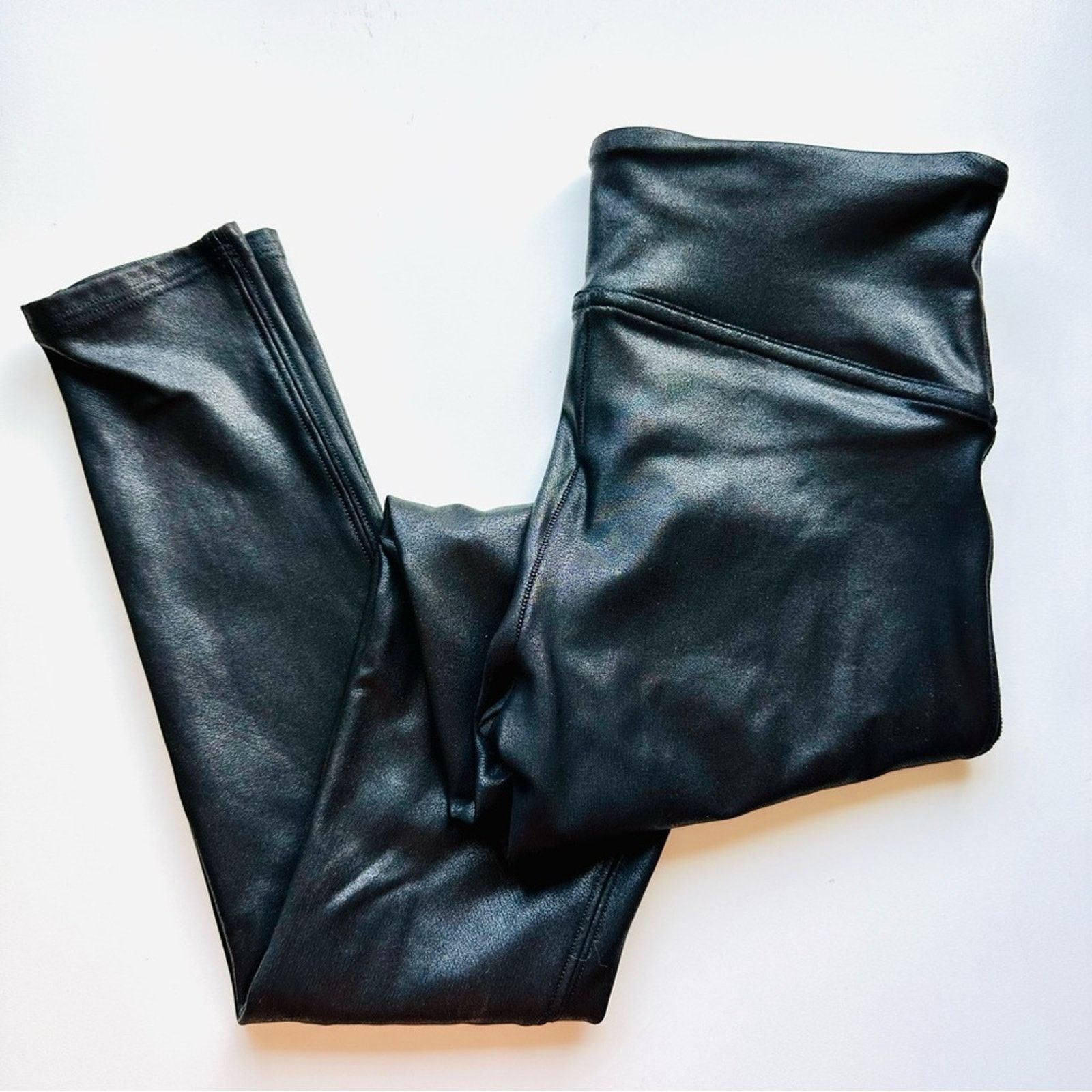 Spanx SPANX Leather Black High Stretch Pants Yoga Leggings Tights Size 28" / US 6 / IT 42 - 2 Thumbnail