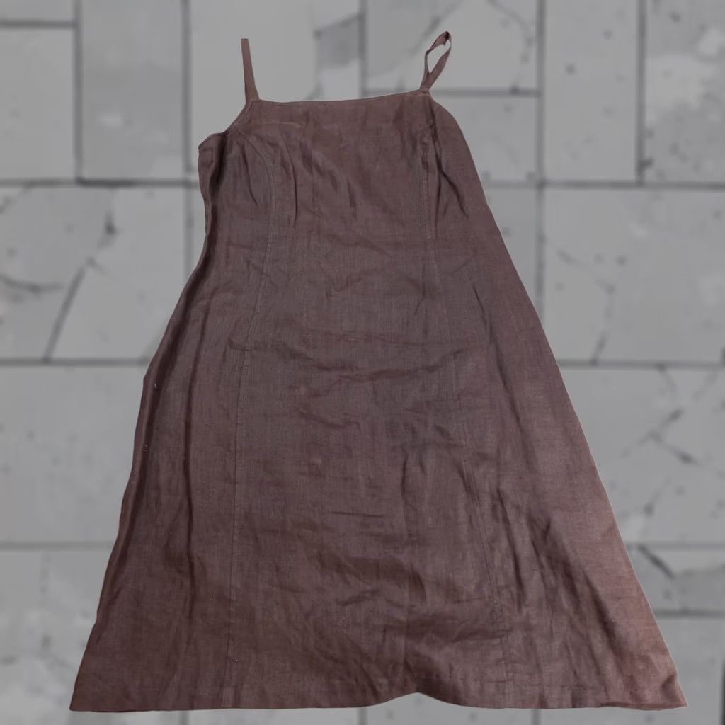 J.Crew VINTAGE J.CREW Womens Dress Brown Solid 100% Linen Cami 8 Size M / US 6-8 / IT 42-44 - 1 Thumbnail