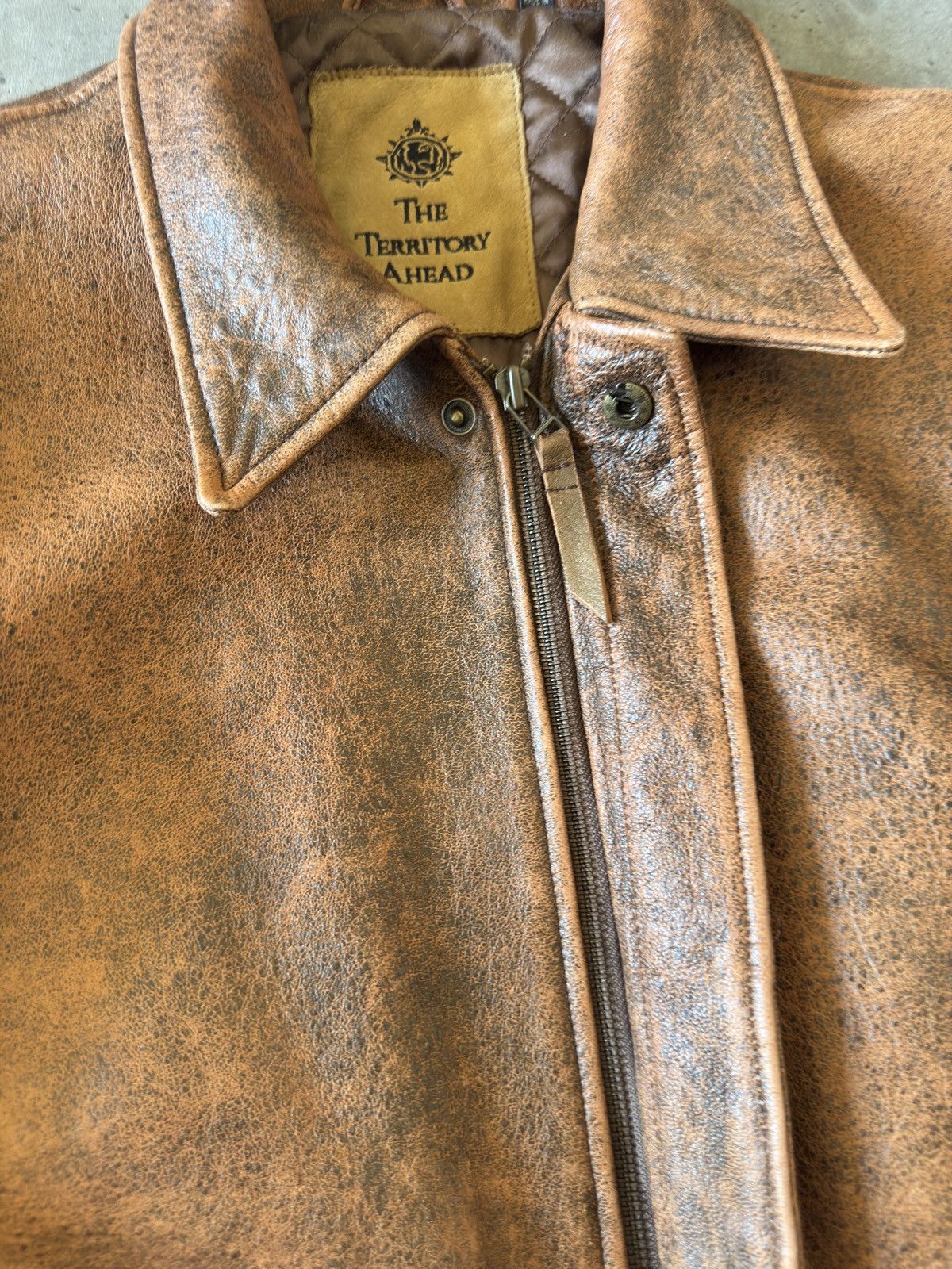 THE TERRITORY AHEAD Zipper Pocket Leather Motorcycle Jacket