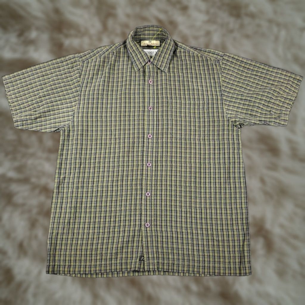 Tommy Bahama Tommy Bahama Shirt Mens Small Gray Lyocell Plaid Short Sleeve Button-Up Size US XXL / EU 58 / 5 - 1 Thumbnail