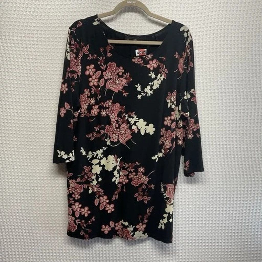 J. Jill NWOT J. Jill Wearever Botanical Floral Jersey Tunic Women 2X Size ONE SIZE - 7 Thumbnail