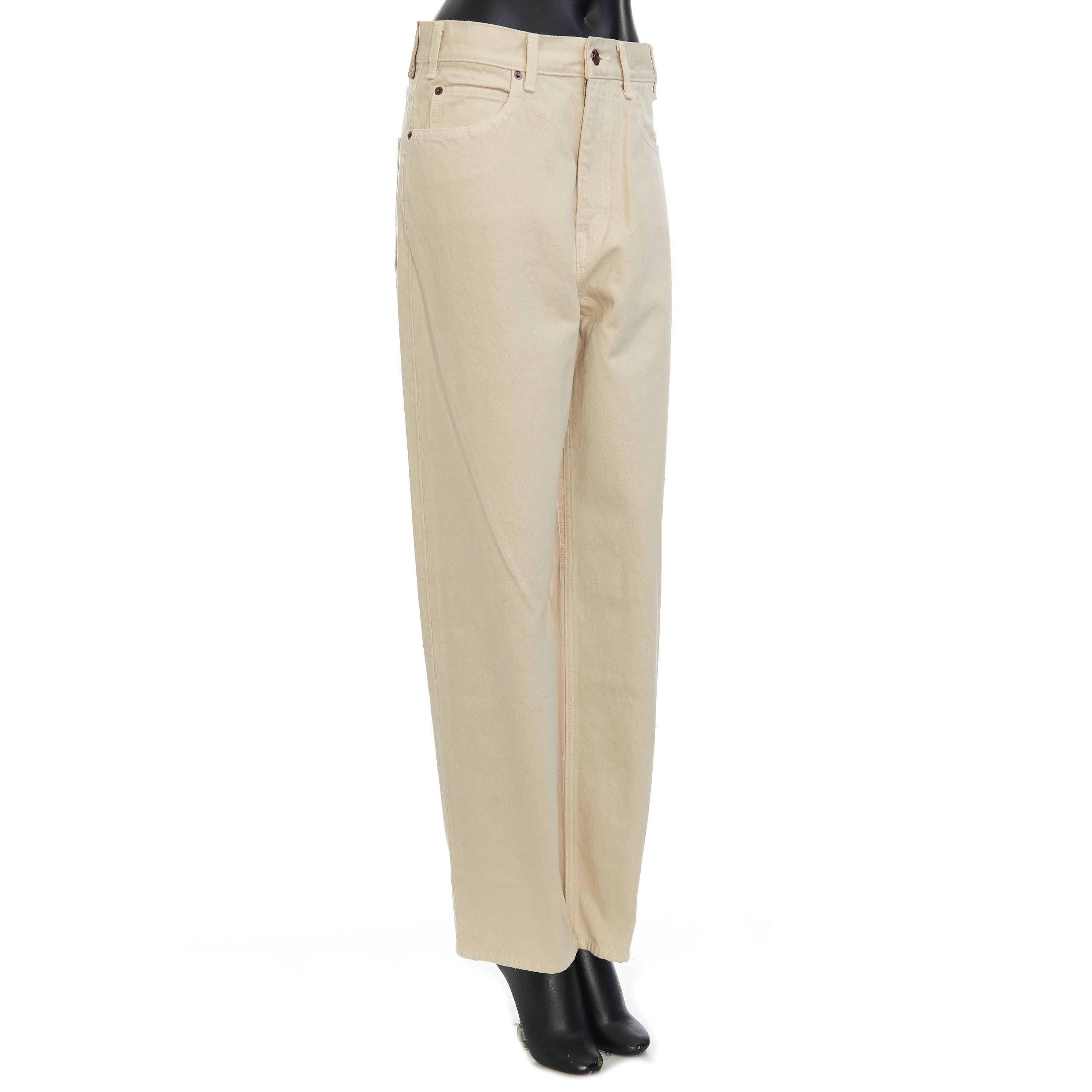 Celine High Waisted Margaret Jeans In Cream Wash Cotton Size 32" / US 10 / IT 46 - 8 Thumbnail