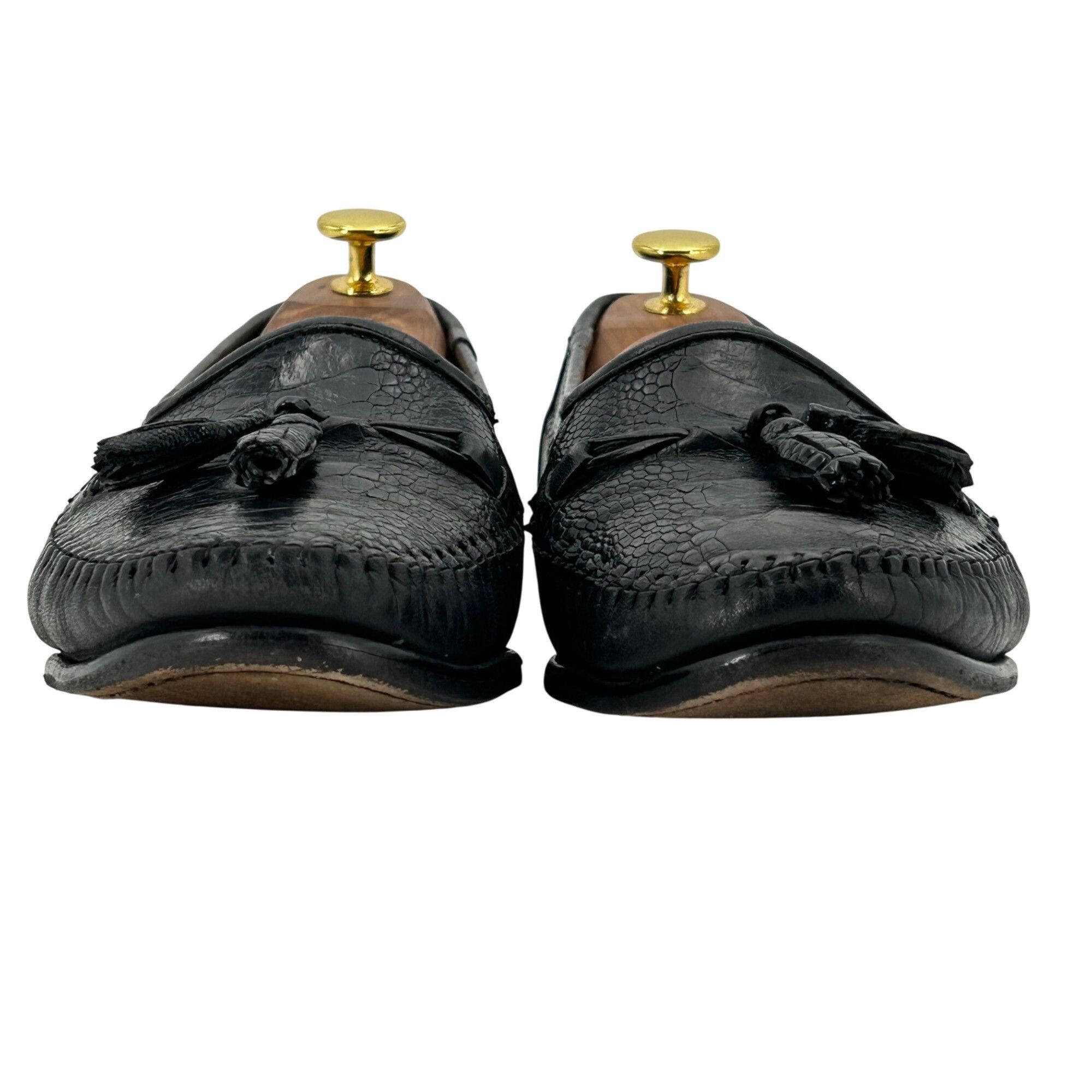 Zelli Vintage Zelli Men's Size 9M Black Exotic Ostrich Leg Leather Size US 9 / EU 42 - 4 Thumbnail