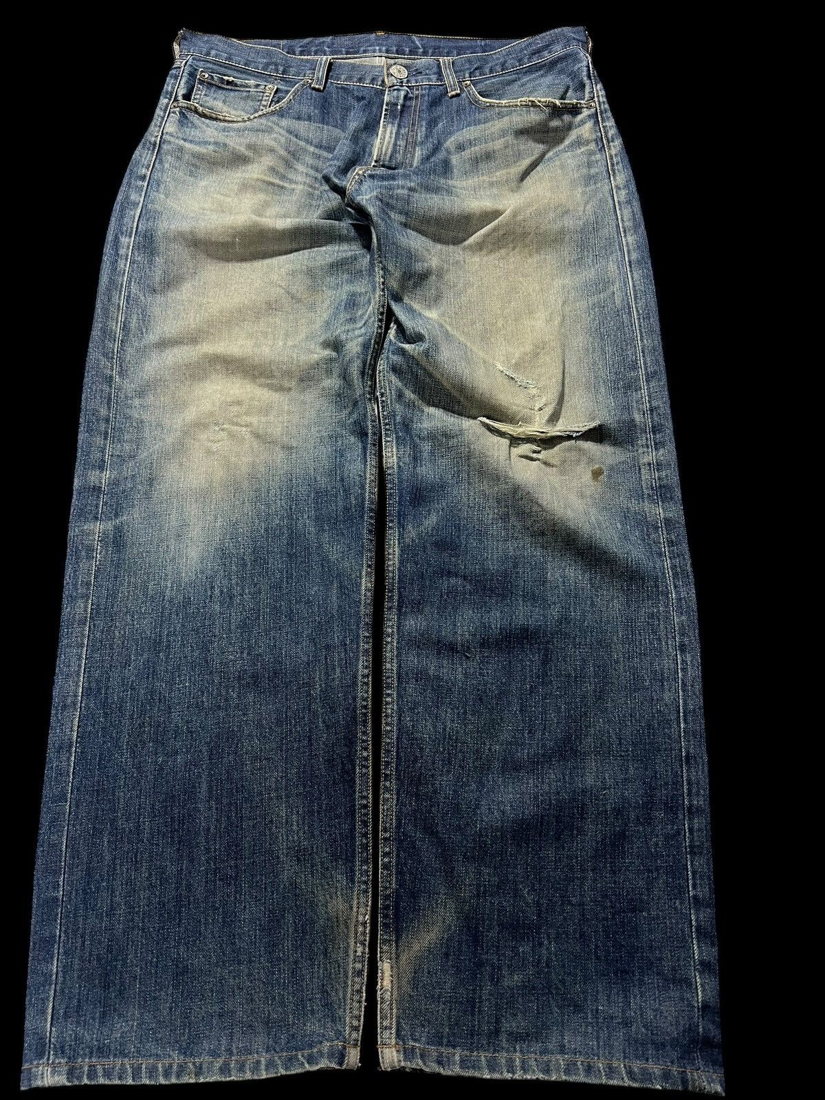 Levi's × Levi's Vintage Clothing 💥Baggy💥Vintage 90’s -00’ Levis 503 Mud Wash Distress Jeans Size US 35 - 1 Thumbnail