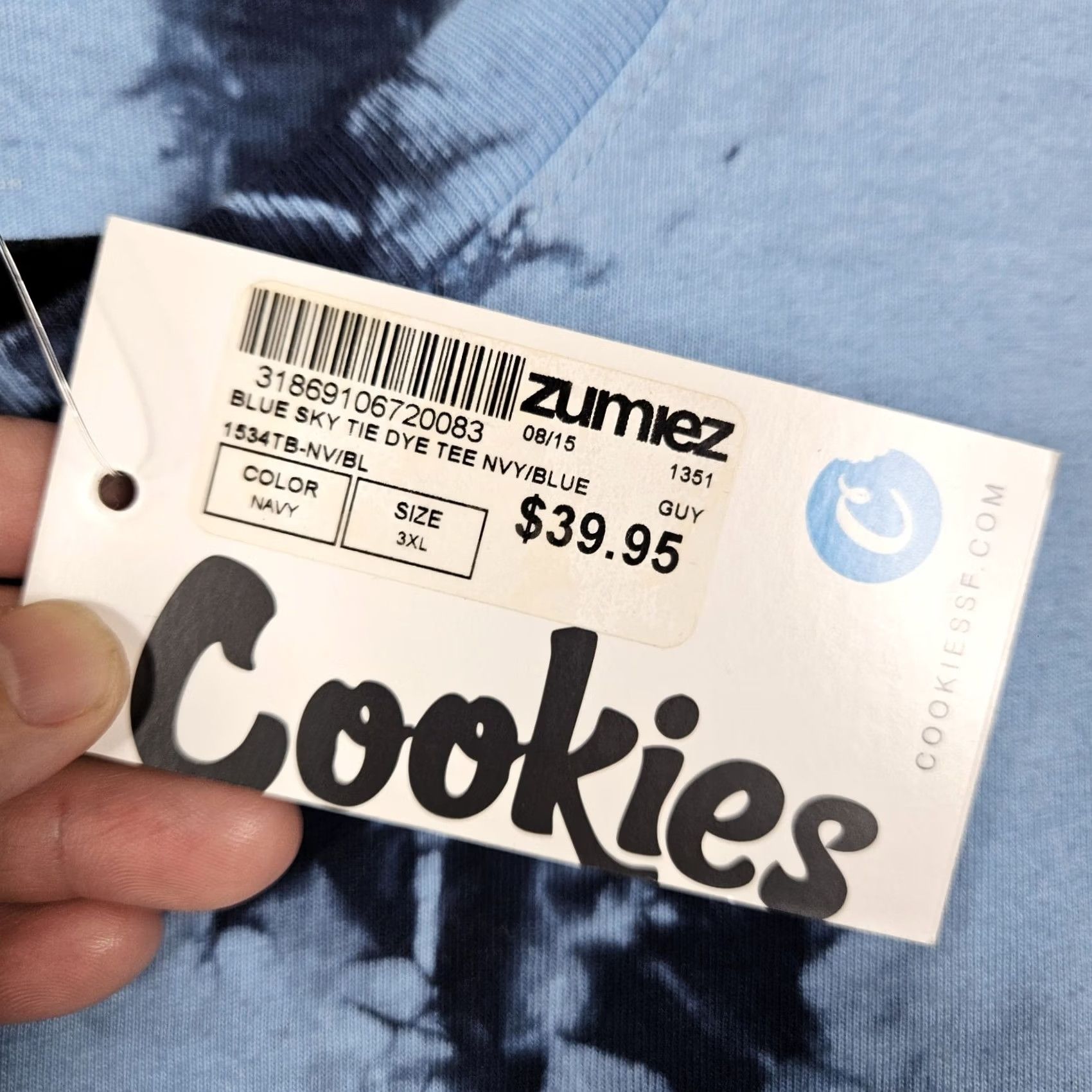 Vintage Cookies Blue Sky Tie Dye Navy Blue Short Sleeve Crew Neck Tee 3XL Men Regular Cotton T-Shirt New Size US 39 - 7 Thumbnail