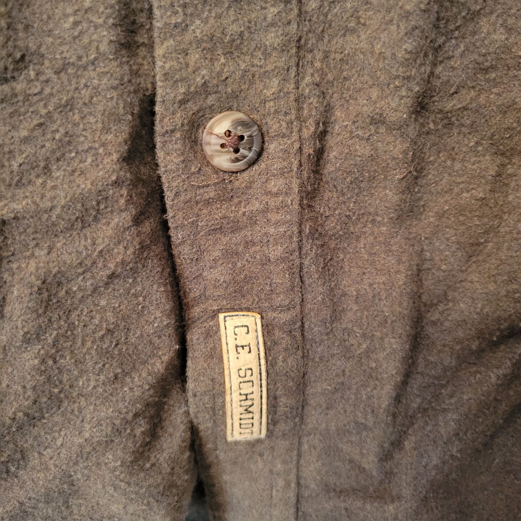 Vintage C.E. Schmidt 2X Workwear Shirt Olive Green Heavyweight Flann Size US XXL / EU 58 / 5 - 4 Thumbnail