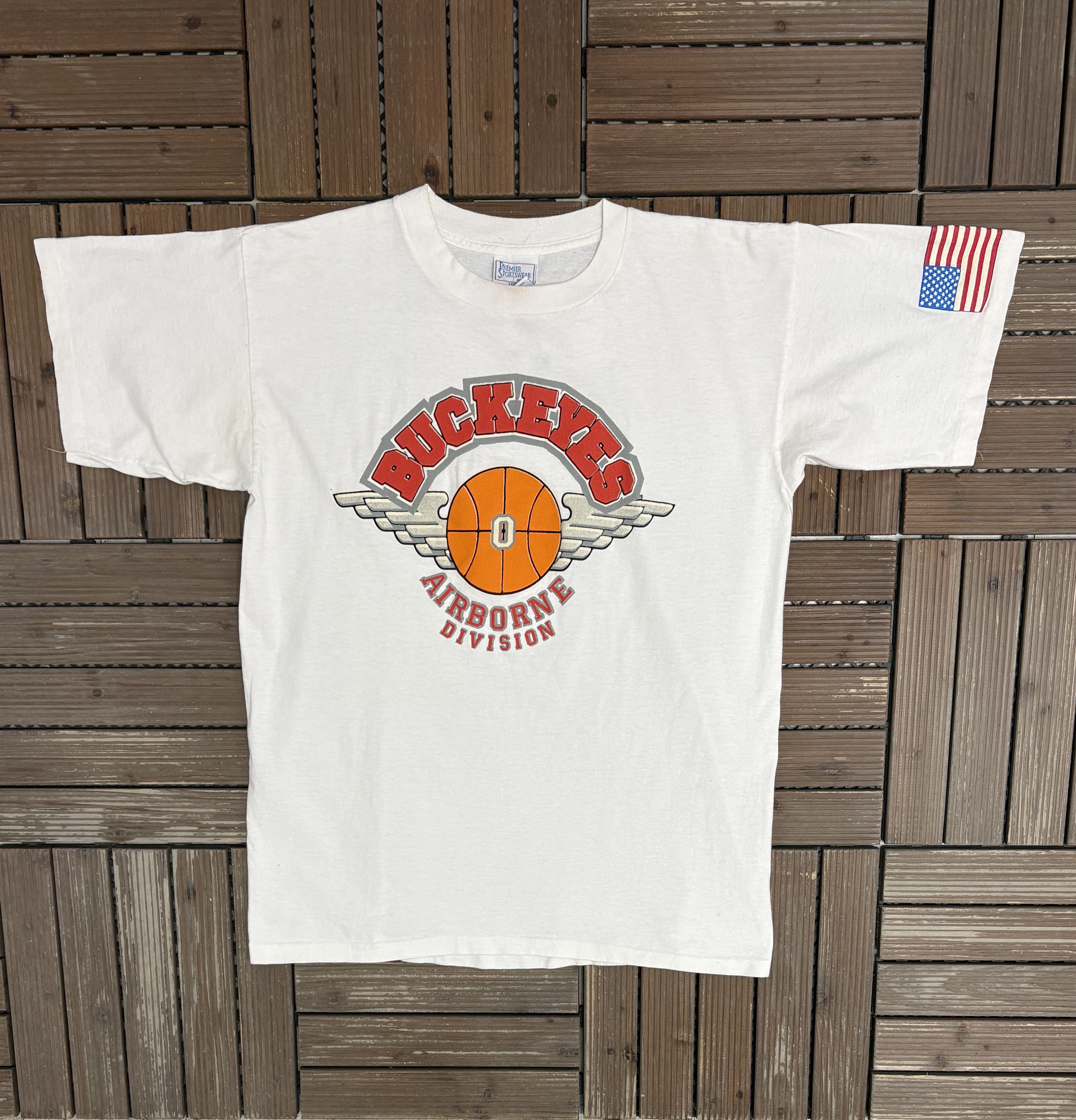 Vintage Buckeyes Airborne Division Vintage White T-Shirt Tee Size US L / EU 52-54 / 3 - 1 Thumbnail