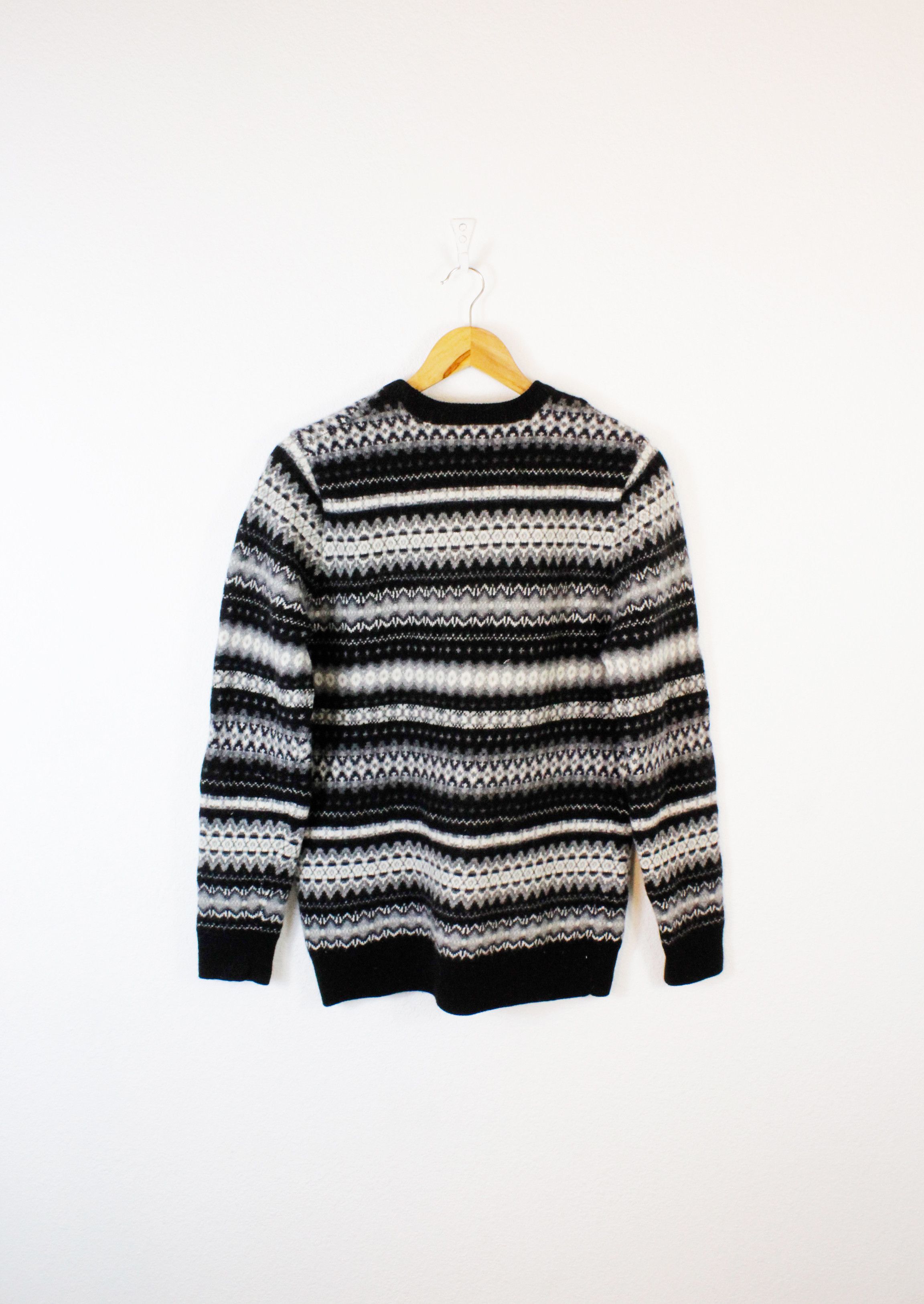 Barbour Barbour Case Fair Isle Crew Knit Black Wool Sweater Size US S / EU 44-46 / 1 - 4 Thumbnail