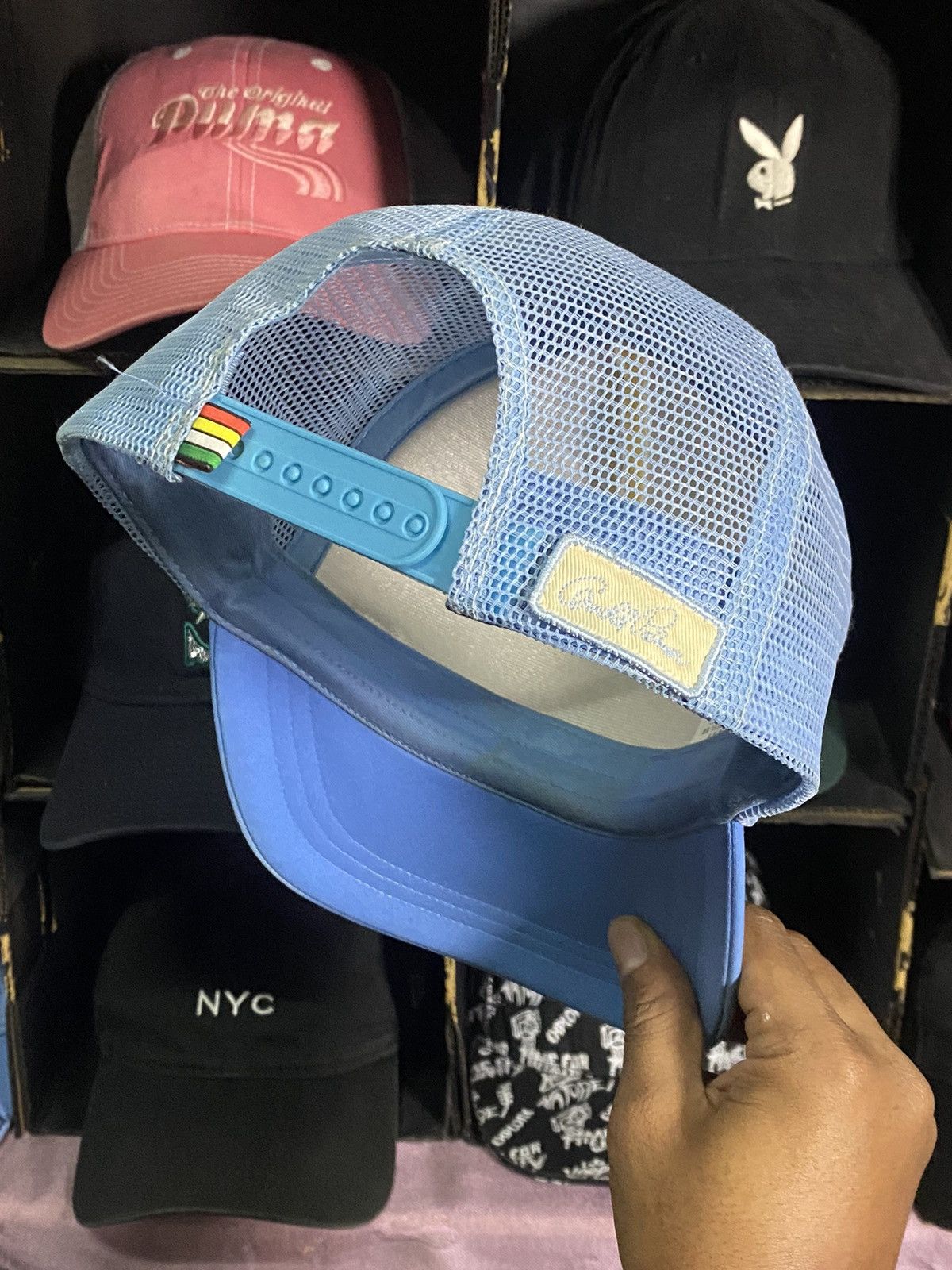 Designer × Japanese Brand × Vintage Cap vintage arnold palmer Trucker Mesh baby blue Size ONE SIZE - 9 Thumbnail