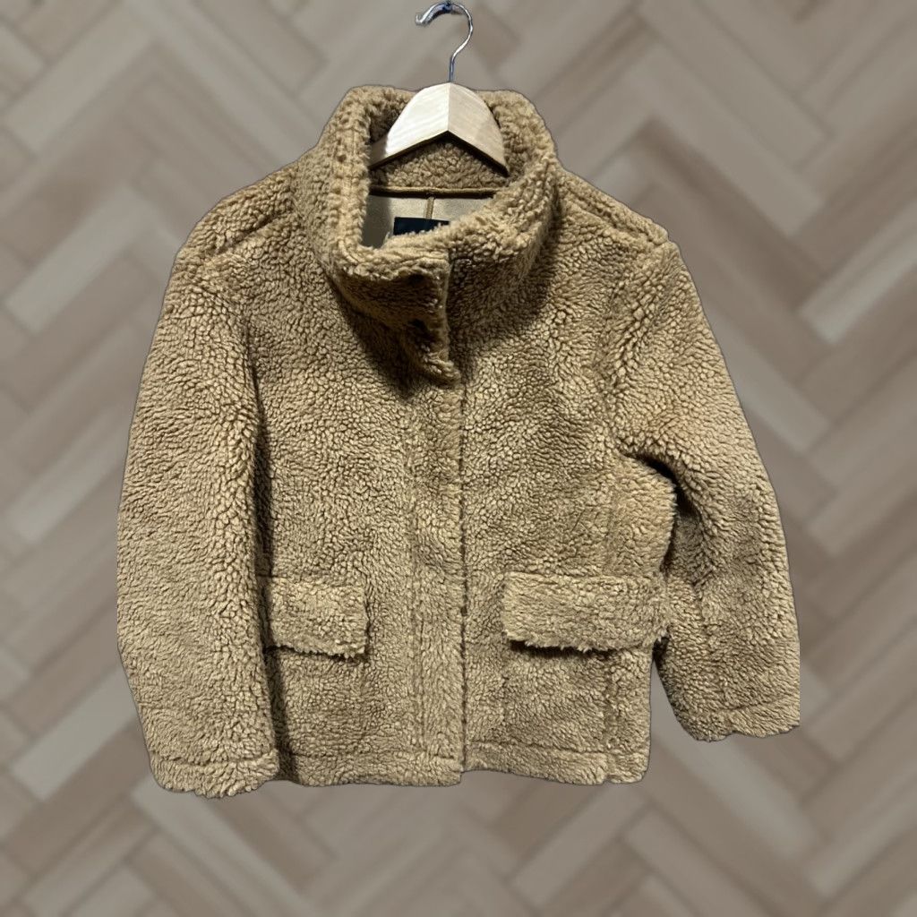 Talbots Talbots Jacket Women’s Petite L Tan Beige Sherpa Mid-Length Zip Polyester Fleece Cozy Classic Holiday Warm Casual Travel Size L / US 10 / IT 46 - 1 Thumbnail