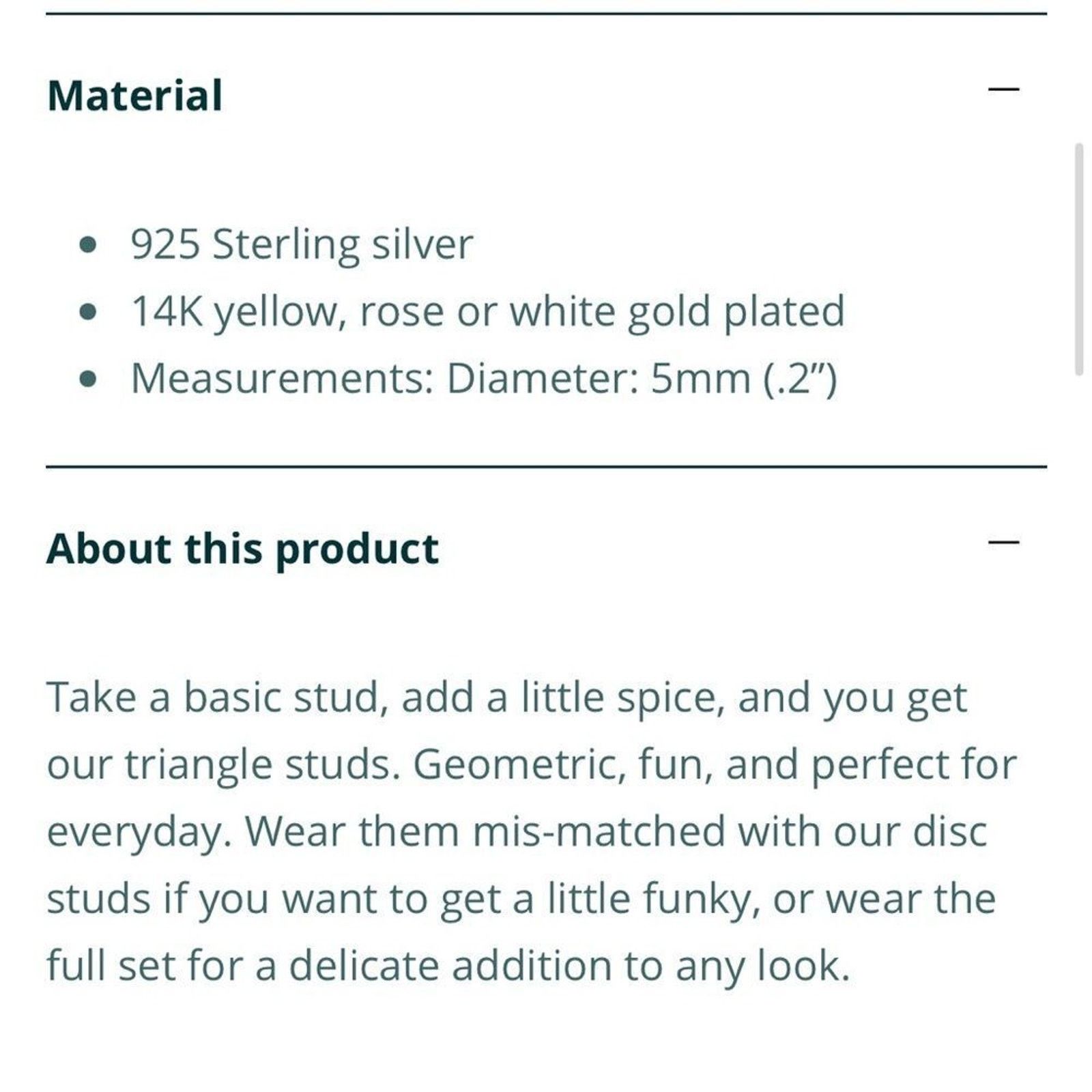 Vintage NWB PAVOI 14K White Gold Plated Triangle Disc Stud Earrings Size ONE SIZE - 8 Thumbnail