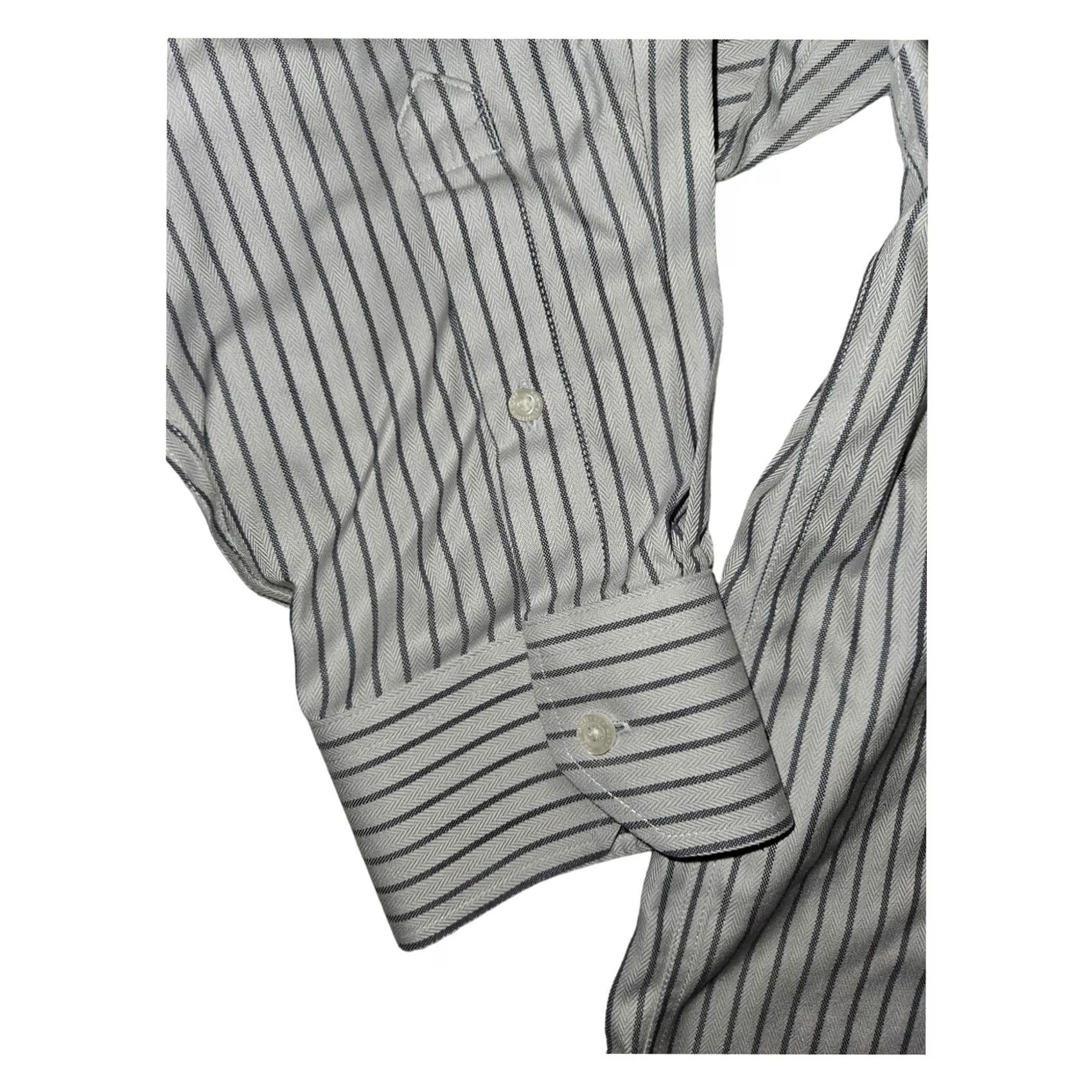 Hart Schaffner Marx Hart Schaffner Marx Button-Up Long Sleeve Men's 34 Pima Cotton Striped Lt Gray Non-Iron Pockets Embroidered 48 Chest Regular Shirt, 34 Size US S / EU 44-46 / 1 - 6 Thumbnail