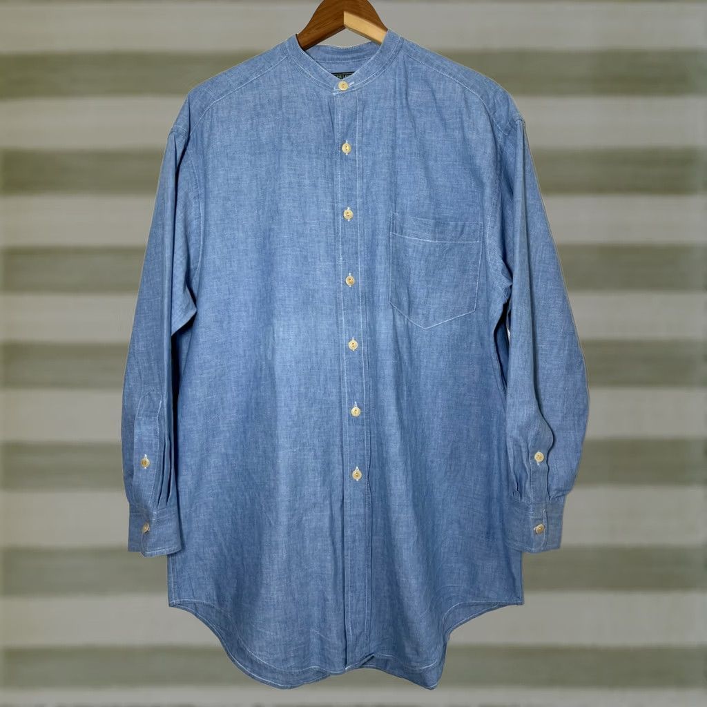 Ralph Lauren VINTAGE Ralph Lauren Country Shirt Mens 90s Long Sleeve Blue Cotton Chambray Large Size US L / EU 52-54 / 3 - 1 Thumbnail