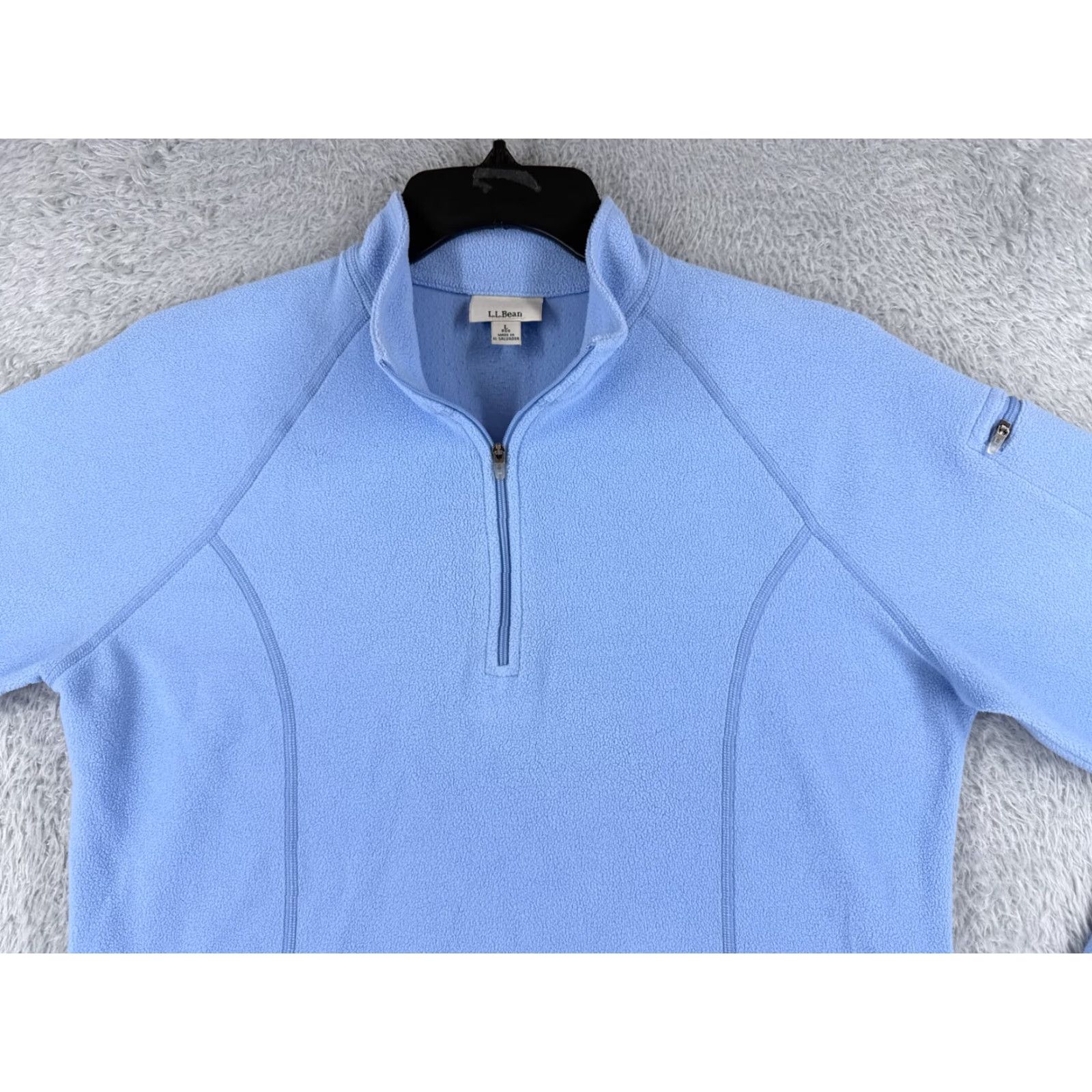 Vintage LL Bean Sweater Womens Large Blue 1/4 Zip 100% Polyester Fleece Mock Neck Size L / US 10 / IT 46 - 4 Thumbnail