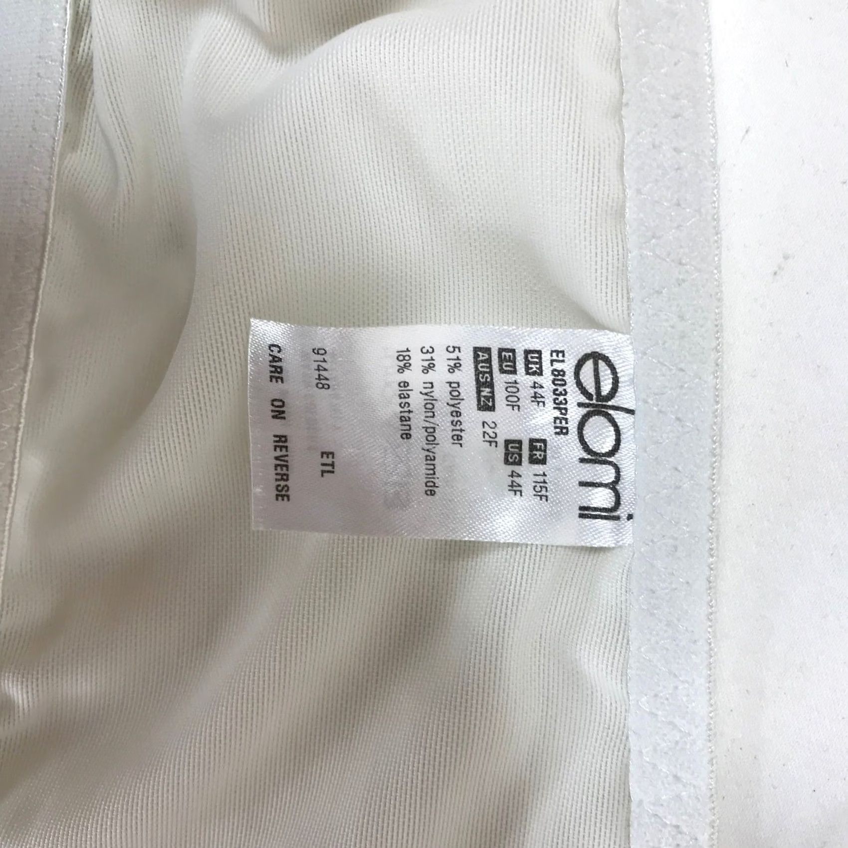 Vintage Elomi Cate Bra 44F White Floral Embroidery Full Coverage Underwire Size ONE SIZE - 5 Thumbnail