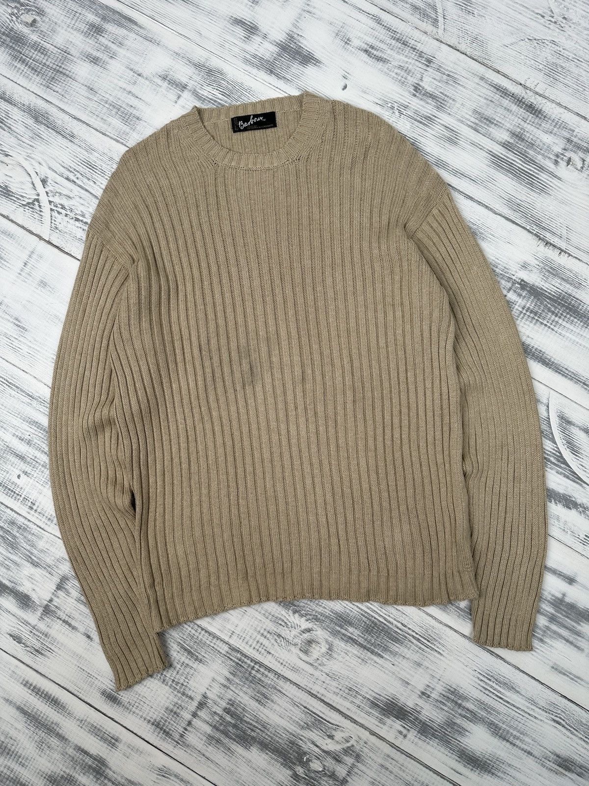 Barbour Vintage BARBOUR Cotton Cashmere Rich Rib Sweater Beige Men’s Size US M / EU 48-50 / 2 - 8 Thumbnail