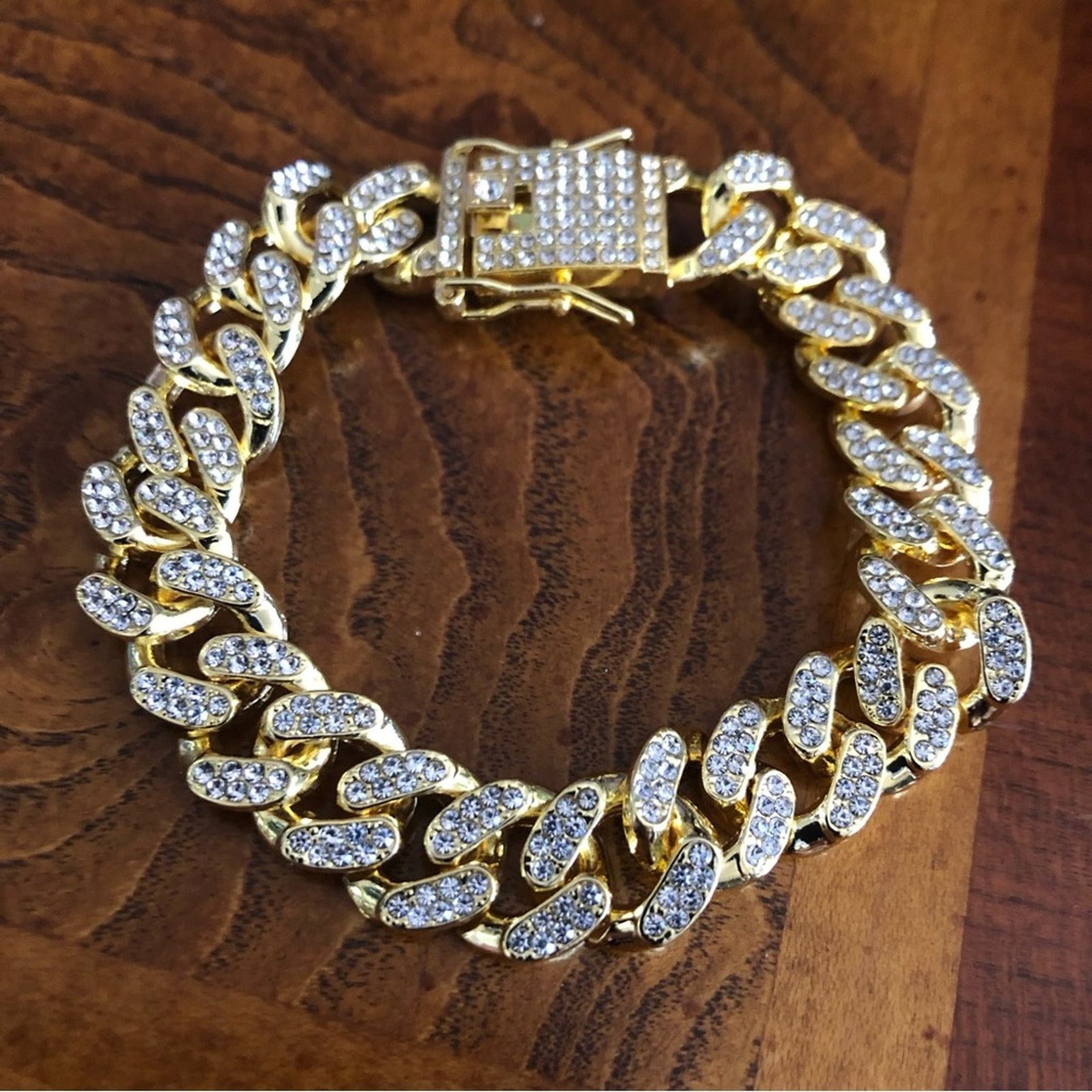 Jewelry Men’s and women’s gold plated Cuban chain link bracelet Size ONE SIZE - 10 Thumbnail
