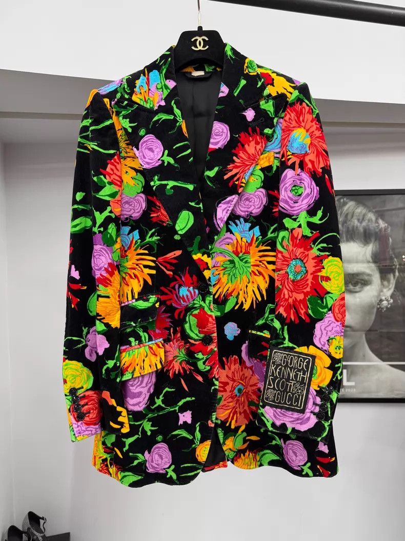 Gucci Gucci Colorful printed black velvet fabric suit jacket Size XS / US 0-2 / IT 36-38 - 1 Thumbnail