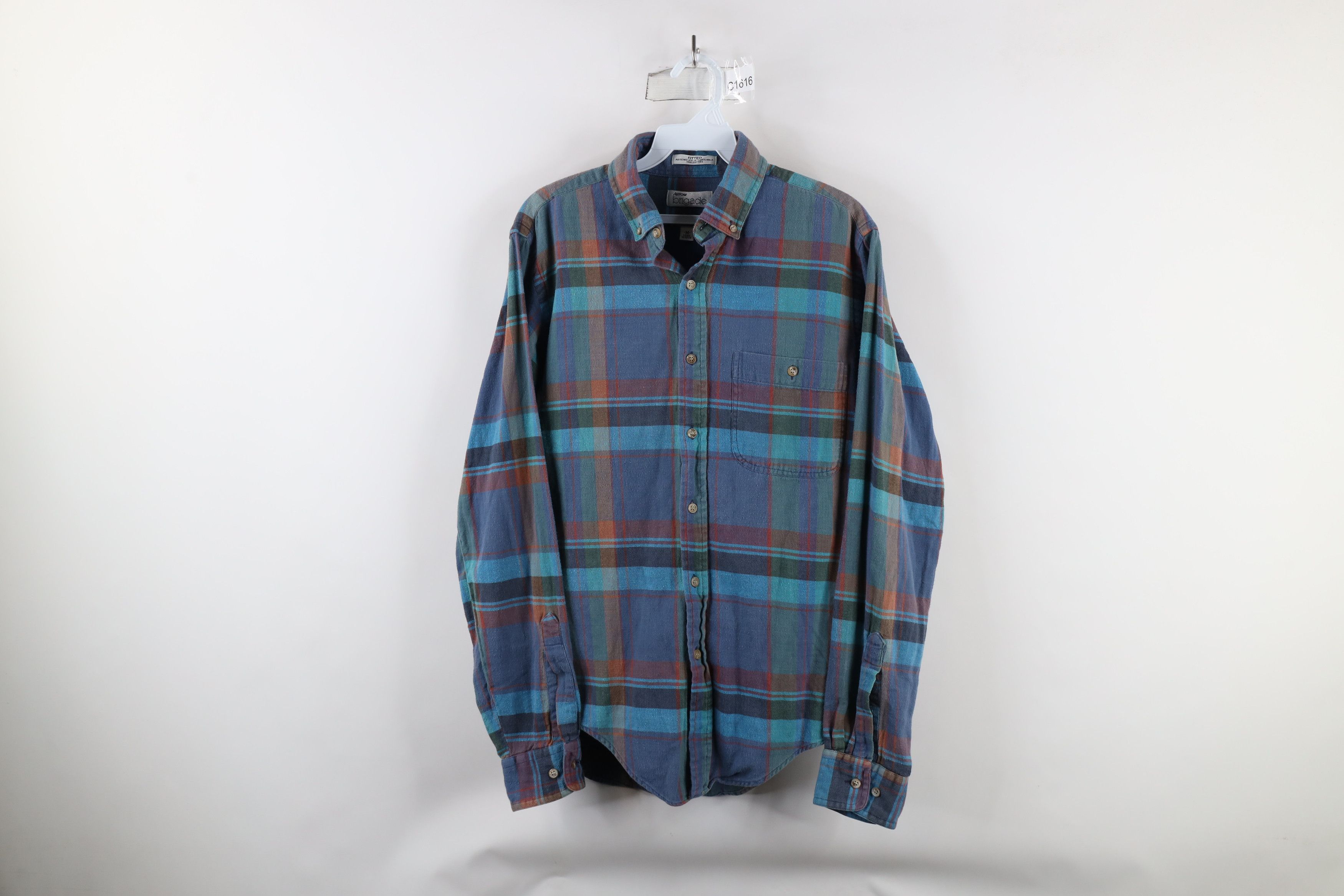 Vintage Vintage 90s Streetwear Rainbow Plaid Flannel Button Shirt Size US L / EU 52-54 / 3 - 1 Thumbnail