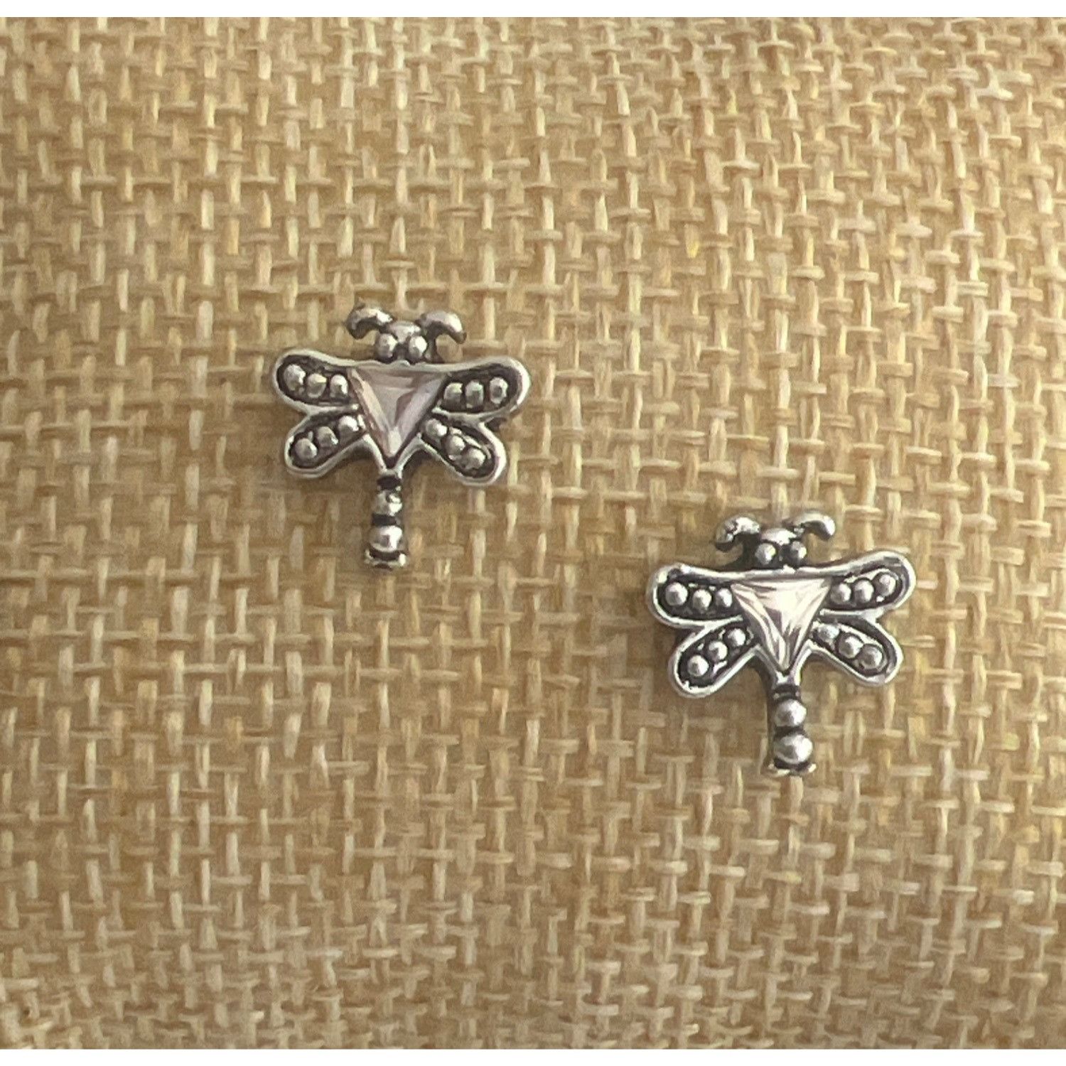 Other Vintage Dragonfly Stud Earrings Silver Tone Clear Rhinestone Size ONE SIZE - 1 Thumbnail