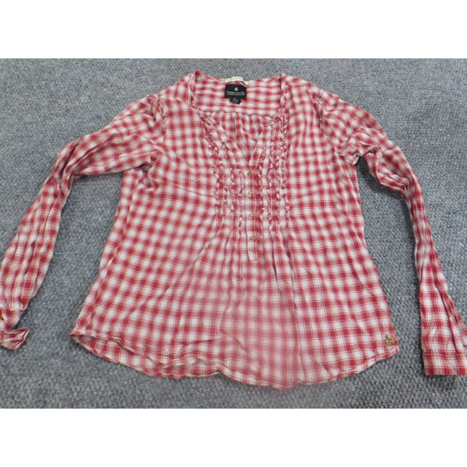 Vintage Rafaella Blouse Women Shirt Regular Size 3 Red Plaid Button Down Collared Cotton Casual Long Sleeve Size XS / US 0-2 / IT 36-38 - 7 Thumbnail
