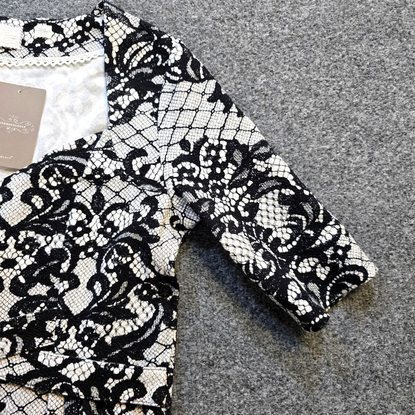 Anthropologie Postmark Anthropologie Top Womens Size Small Black White Floral Peplum Knit Blouse Casual Shirt 3/4 Sleeve Regular Womens Size S / US 4 / IT 40 - 5 Thumbnail