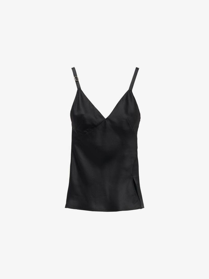 o1srvl11e0326 Satin Back Drop Top in Black