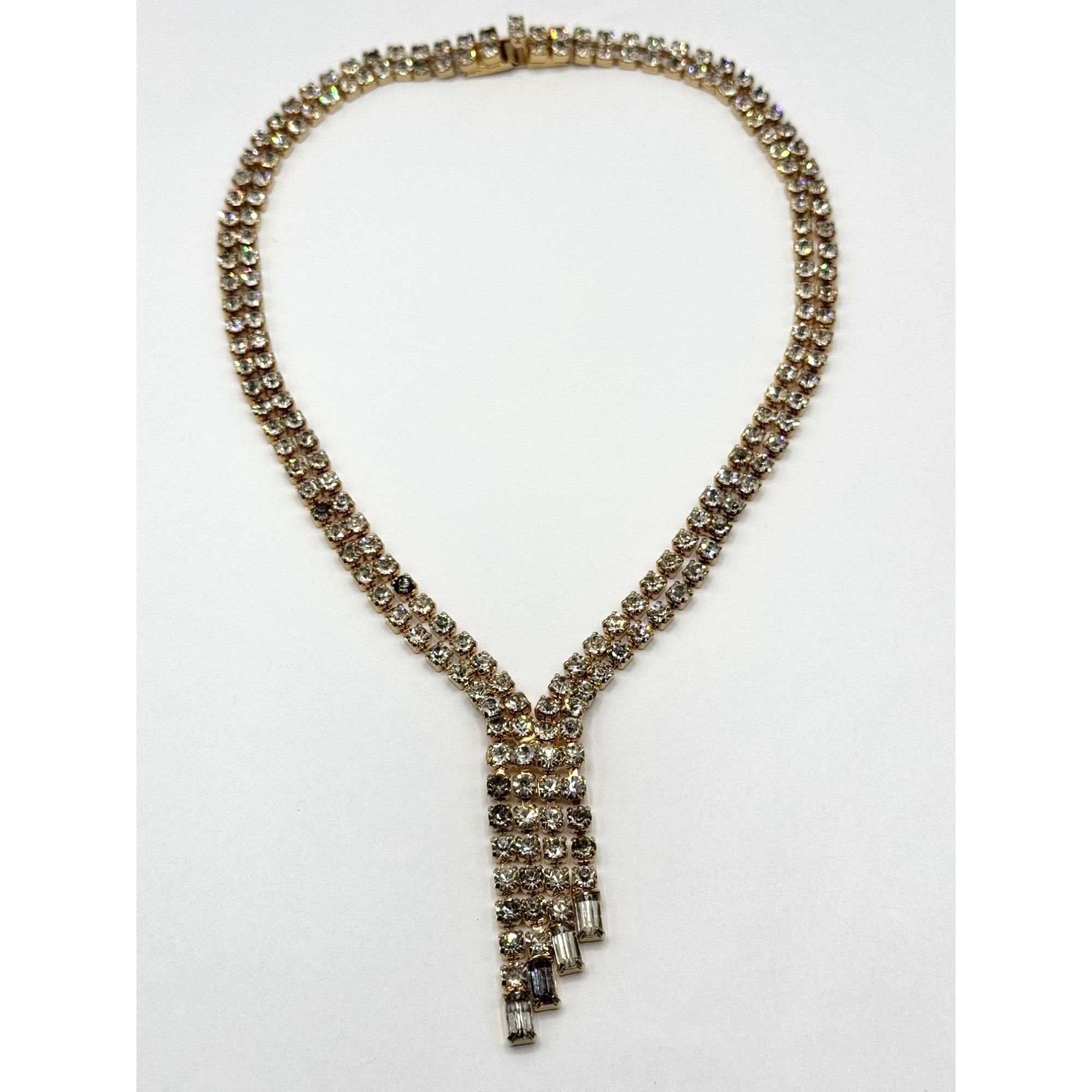 Vintage Vintage rhinestone chain gold tone waterfall tassel necklace Size ONE SIZE - 1 Thumbnail