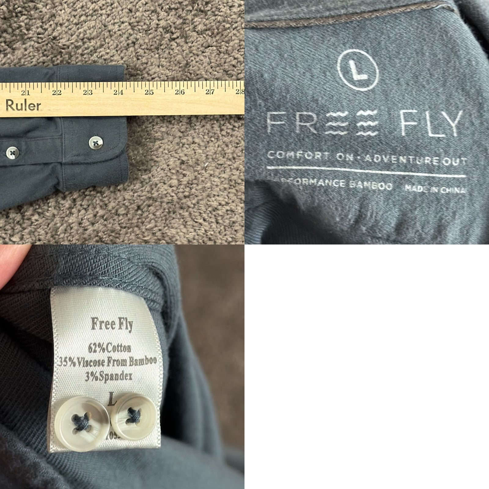 Vintage Free Fly Shirt Mens L Gray Flannel Button Up Long Sleeve Pocket Casual Size US L / EU 52-54 / 3 - 8 Thumbnail