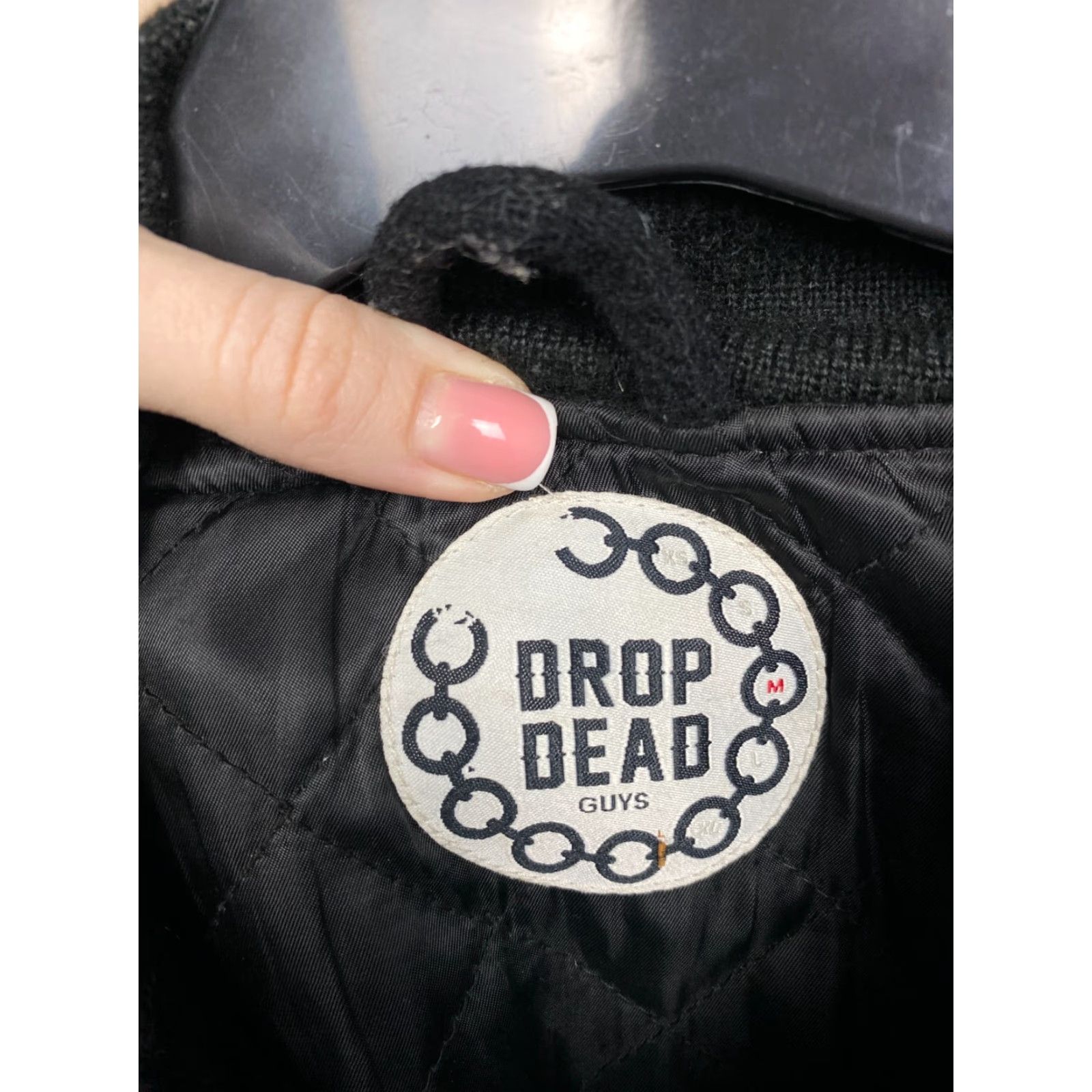 Vintage Drop Dead Mens Varsity Wool Bomber Jacket M Black - Jacket, Bomber, Wool, Men’s, Vintage-Style, Logo, Regular Fit, Size M Size US M / EU 48-50 / 2 - 5 Thumbnail