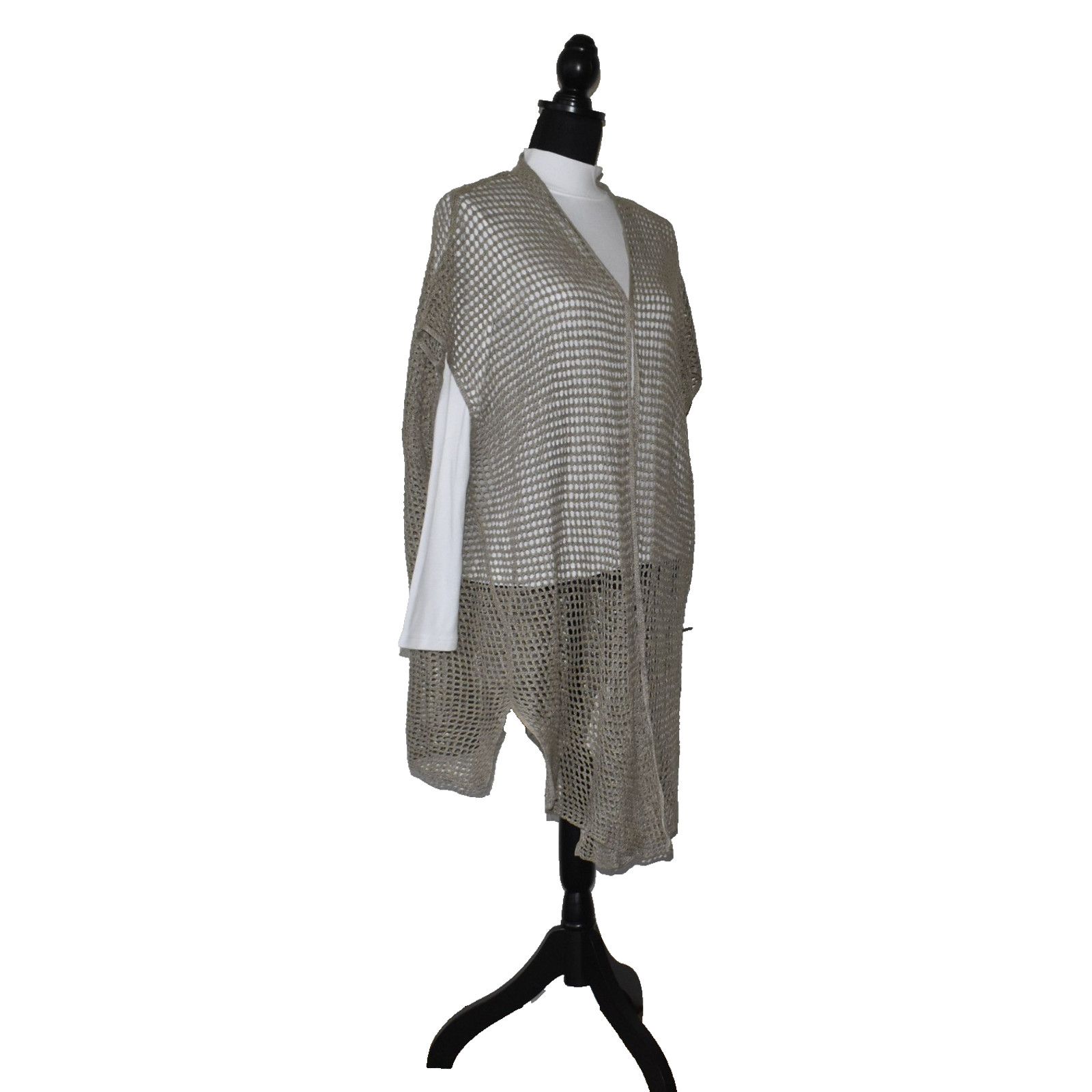 Eileen Fisher EILEEN FISHER Open Stitch Longline Linen Cardigan Sz S/M P/M Size S / US 4 / IT 40 - 4 Thumbnail