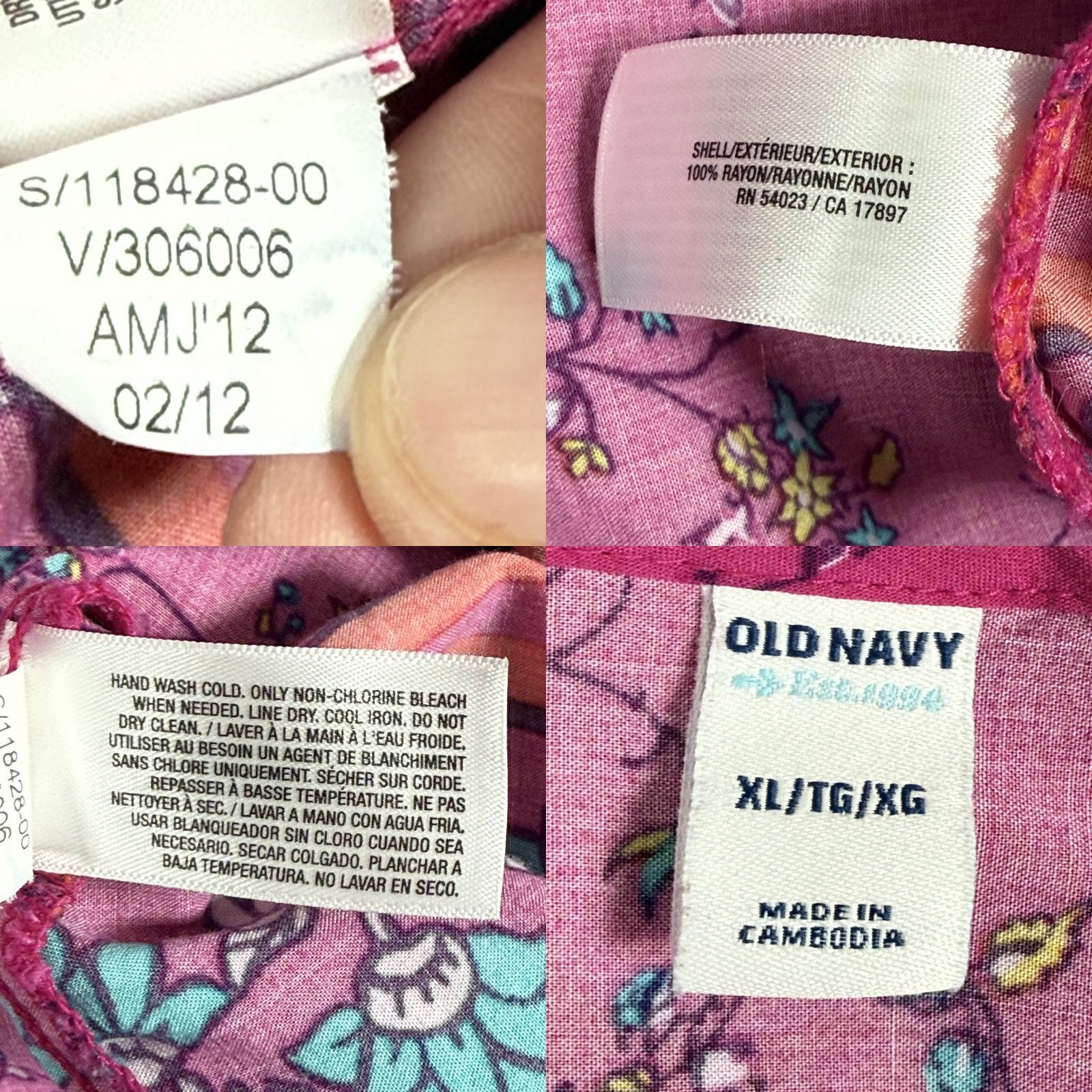 Old Navy VINTAGE Old Navy Dress Womens XL Pink Floral Boho Sleeveless Rayon Summer Casual 2010s Size XL / US 12-14 / IT 48-50 - 8 Thumbnail