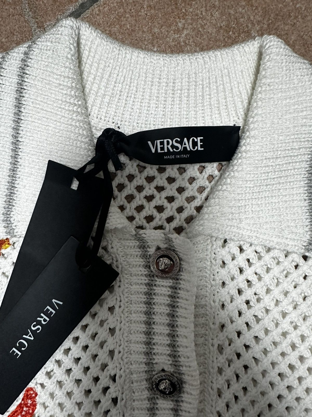 Versace Versace Crochet Knit Polo Shirt Size XS / US 0-2 / IT 36-38 - 6 Thumbnail