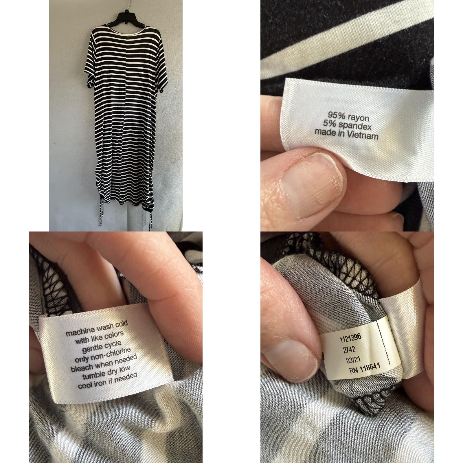 Vintage Lane Bryant Dress Womens 0X Black White Stripe Ruched T Shirt Midi Casual Size XL / US 12-14 / IT 48-50 - 8 Thumbnail