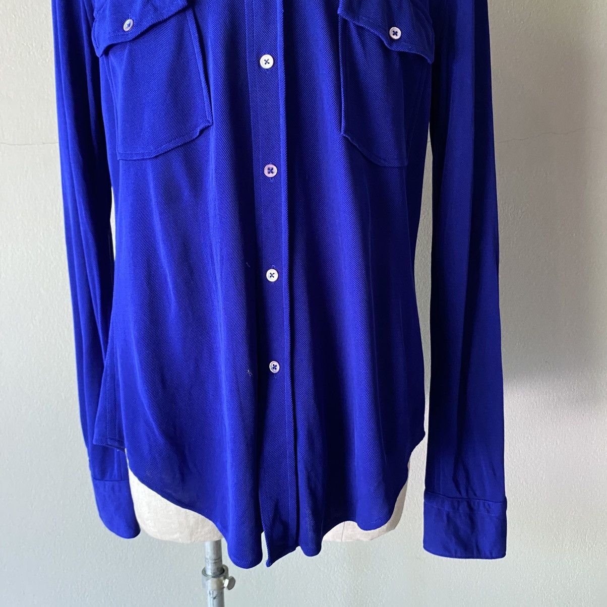 Kenzo Kenzo Blue Stretchy Soft Long Sleeve Shirt Size US XXS / EU 40 - 14 Thumbnail