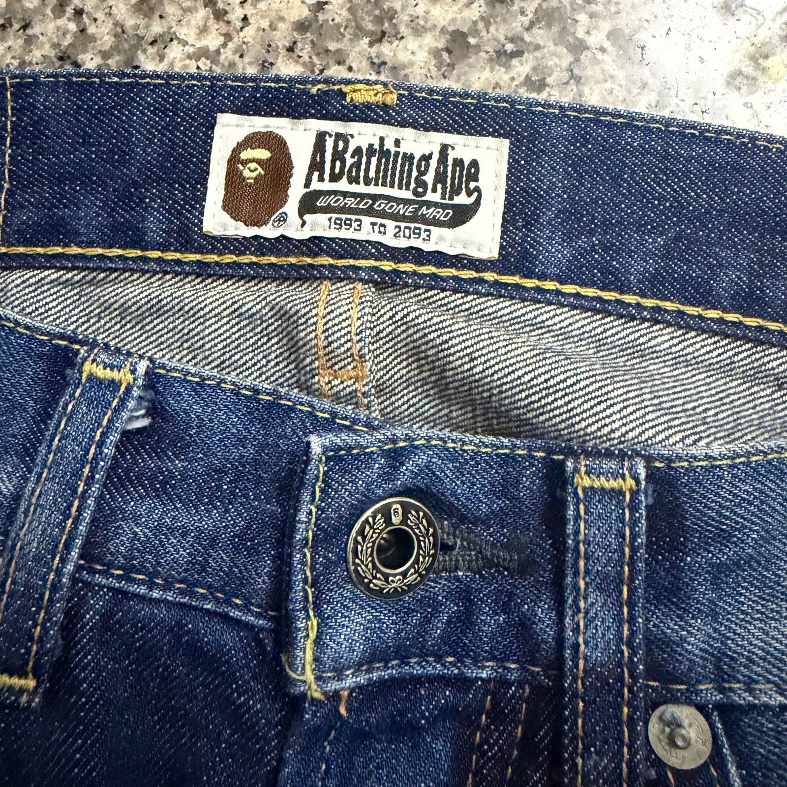Bape A Bathing Ape bape paint spell out ape logo design jeans Size US 31 - 6 Thumbnail