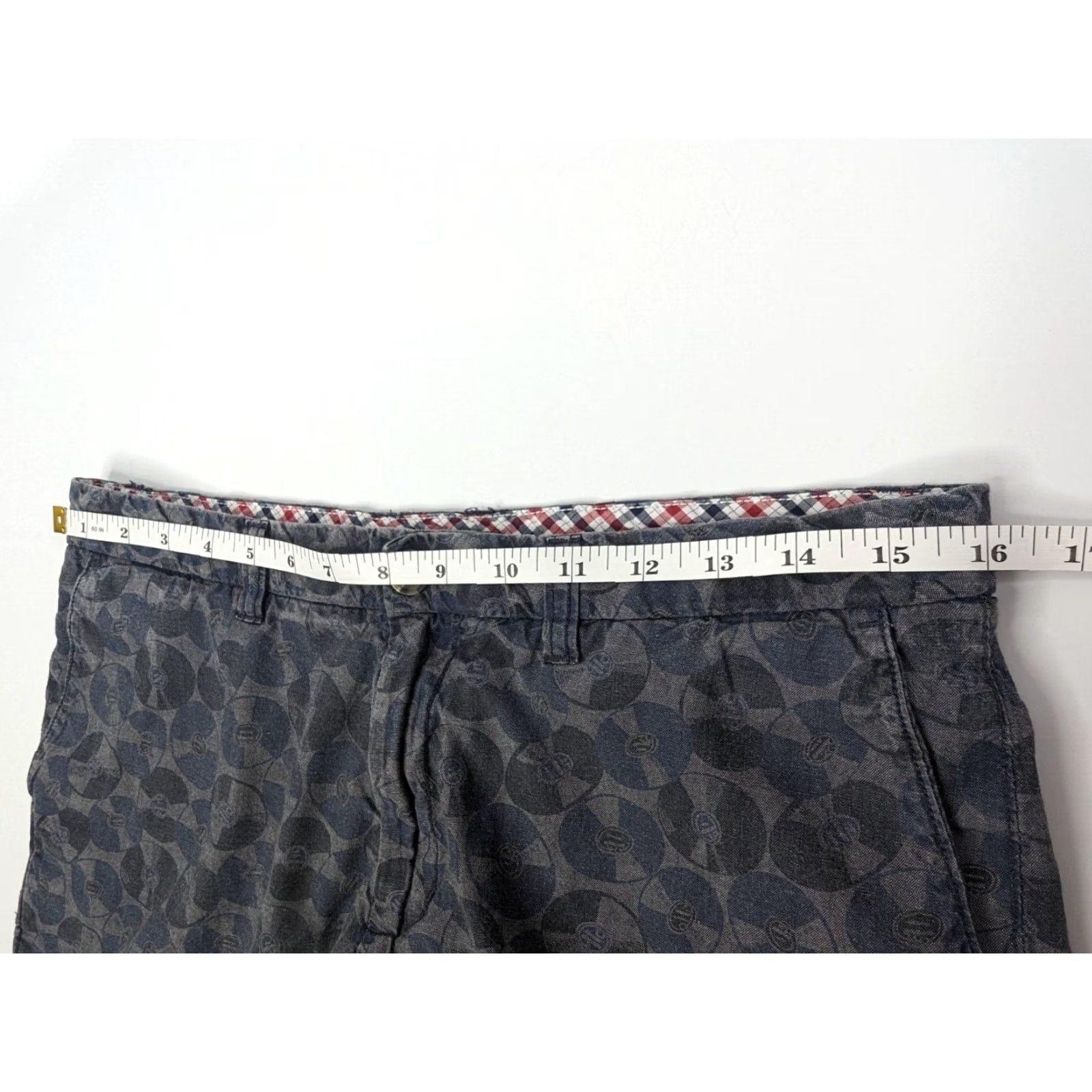 Ben Sherman Ben Sherman Chino Golf Shorts Vinyl Records Print Gray Blue Men 31 Cotton Size US 31 - 6 Thumbnail