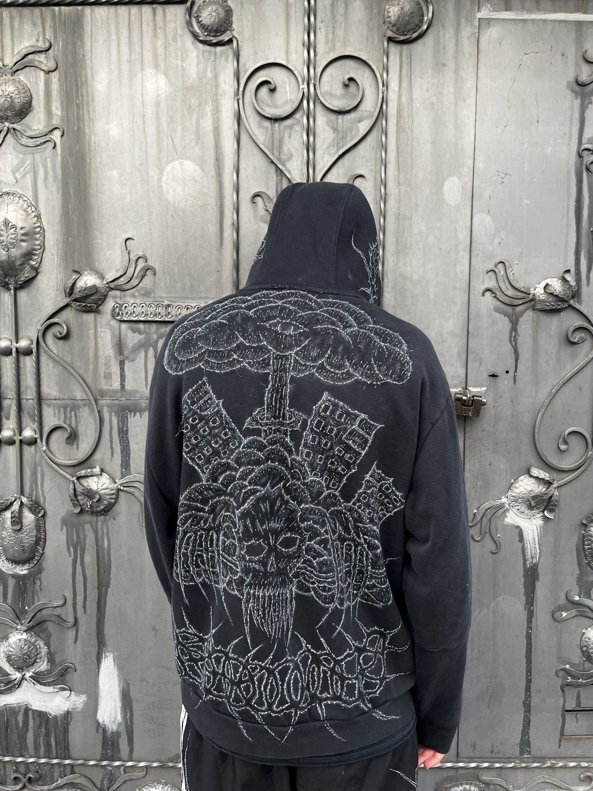 Adidas × Diesel Custom Adidas Tribal Skull y2k punk rave alt hoodie Size US L / EU 52-54 / 3 - 4 Thumbnail