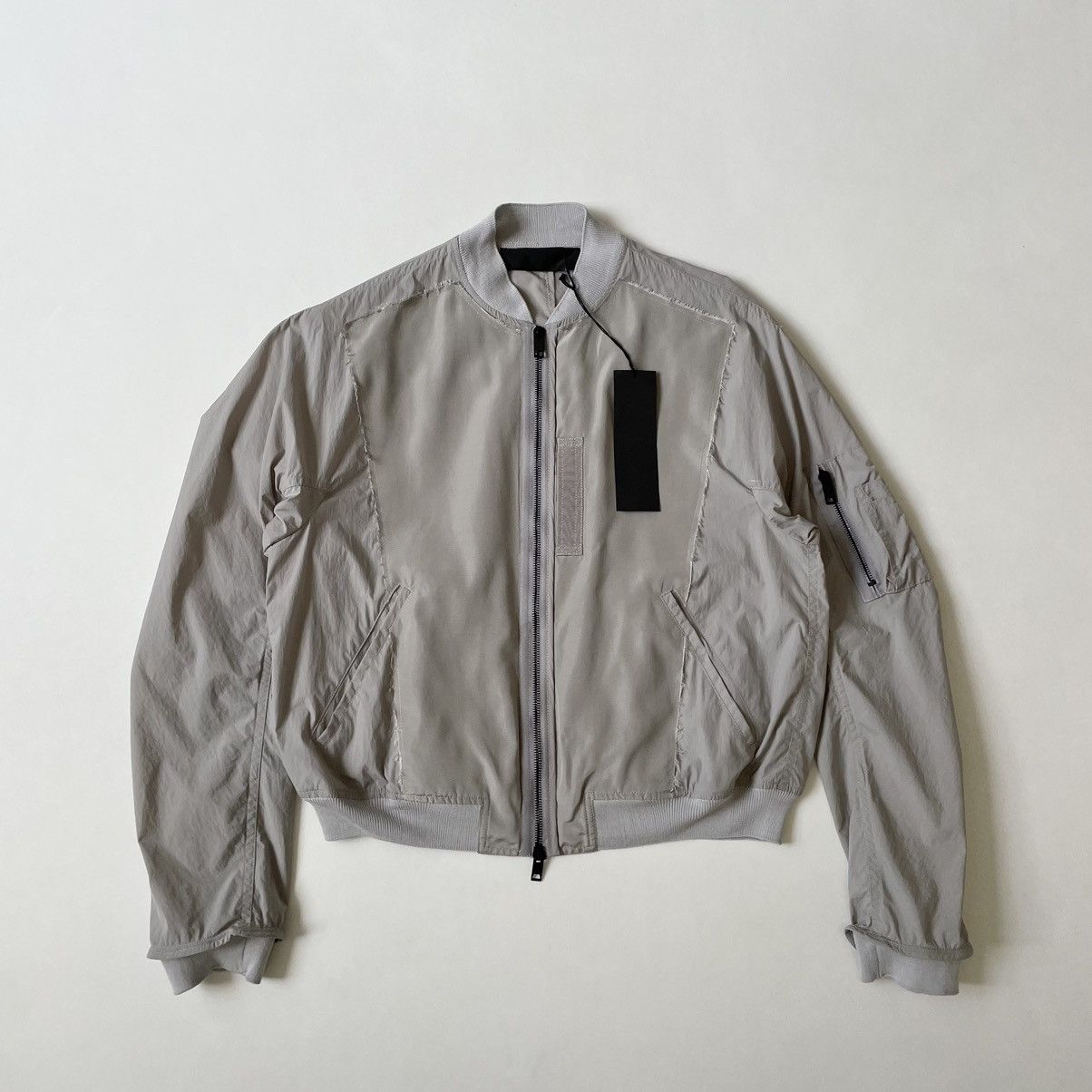 Haider Ackermann Grey Nylon Cropped Bomber Jacket Size US S / EU 44-46 / 1 - 20 Thumbnail