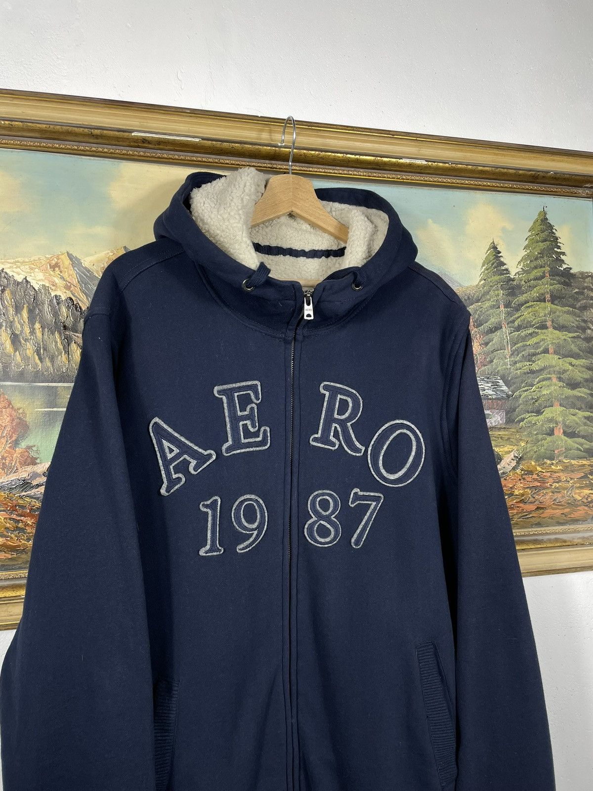 Aeropostale Grunge Cyber Goth Sherpa Lined Skater Zip Up Hoodie! Size US XL / EU 56 / 4 - 6 Thumbnail