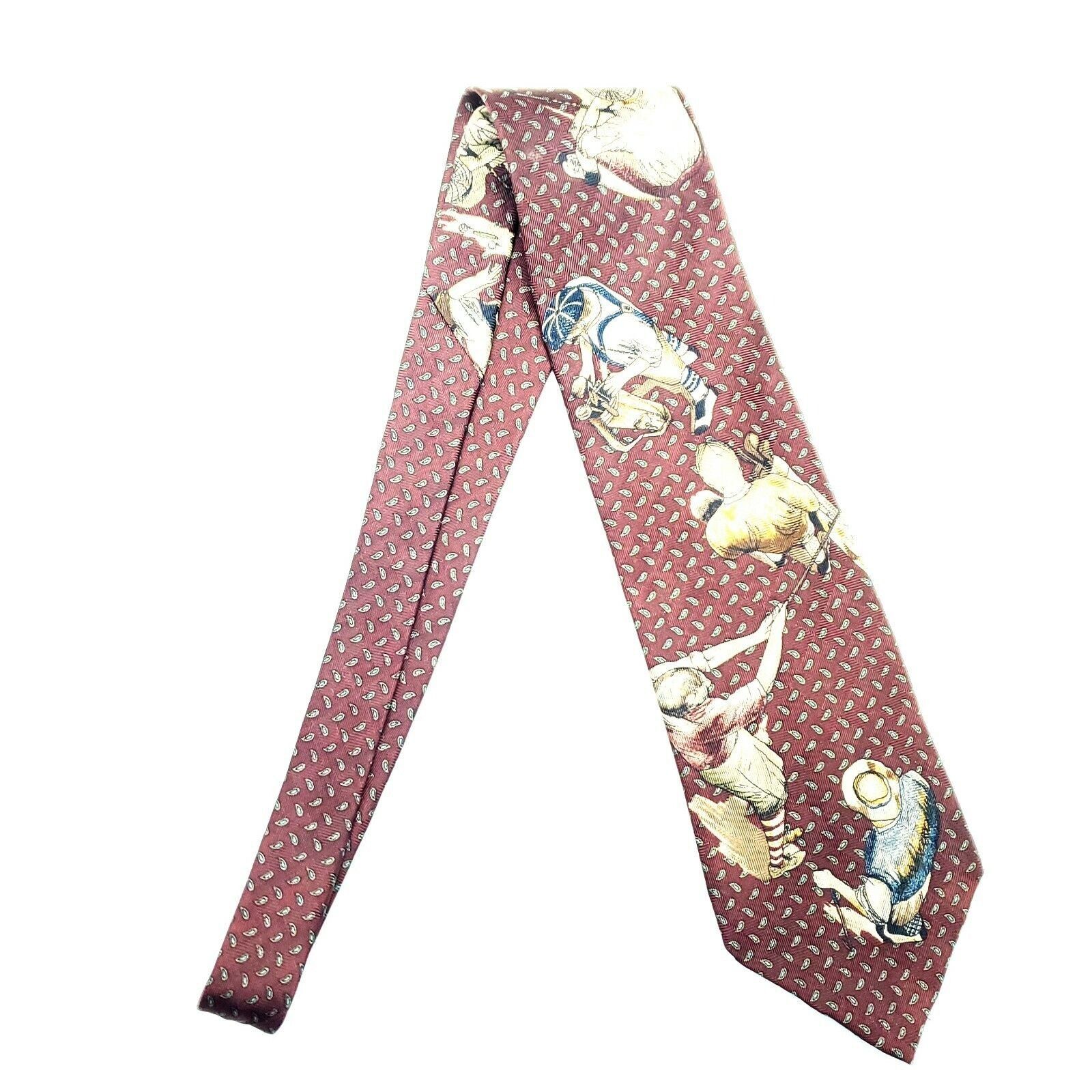Vintage Tango by Max Raab Silk Tie Golf Novelty Brown Red Short Size ONE SIZE - 6 Thumbnail