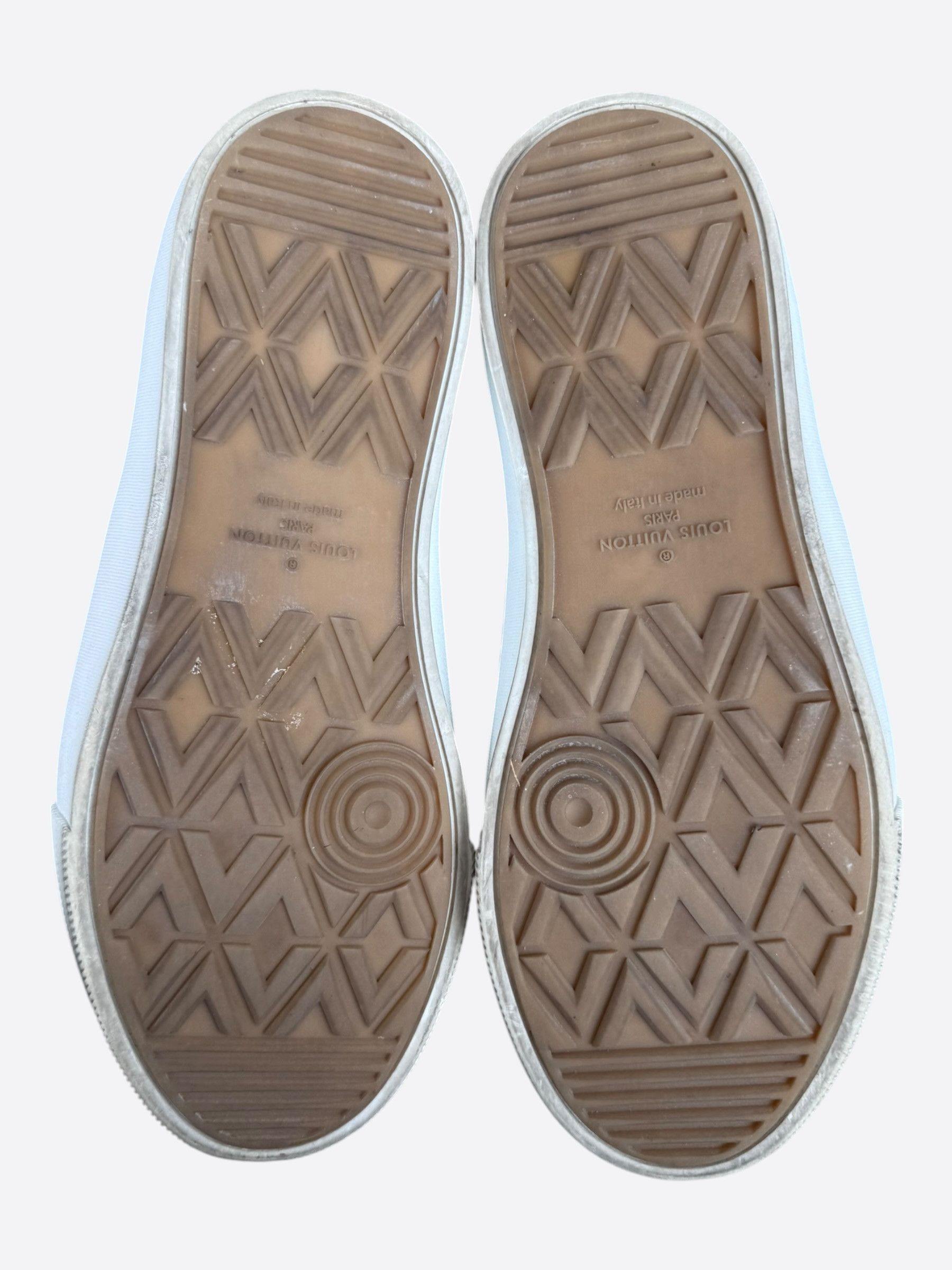 Louis Vuitton Louis Vuitton White & Black Repeat Logo Slip On Sneakers Size US 8 / EU 41 - 7 Thumbnail