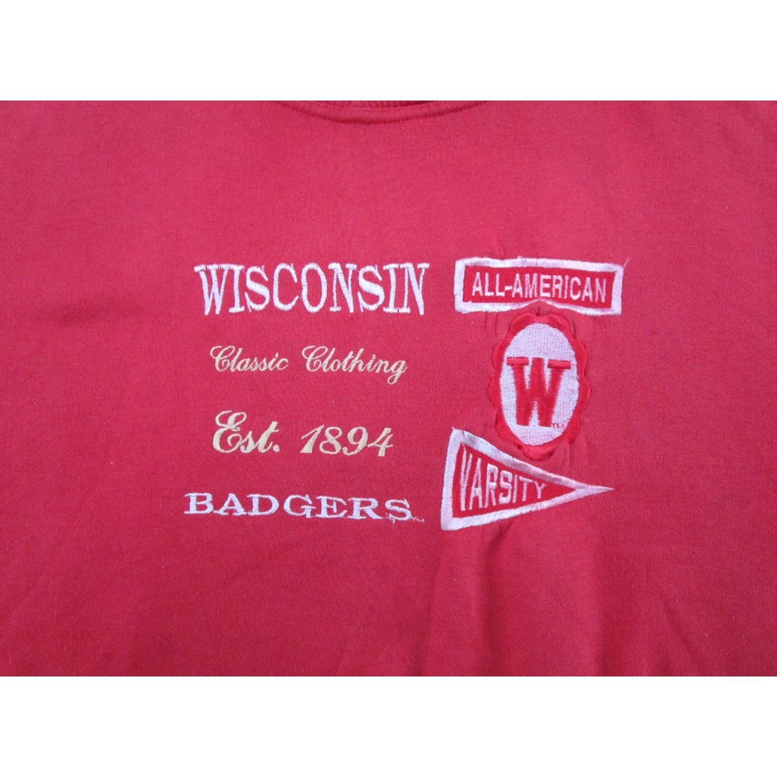Vintage VINTAGE Wisconsin Badgers Embroidered Sweatshirt XL Red Men Crew Neck Pullover 90s Sports Accents: Embroidered Size US XL / EU 56 / 4 - 2 Thumbnail