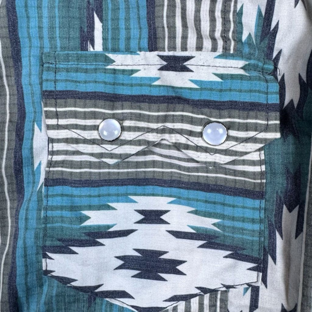 Vintage Crazy Train Pearl Snap Shirt Womens M Vintage Cowgirl Aztec Sawtooth 90s Western Size M / US 6-8 / IT 42-44 - 1 Thumbnail